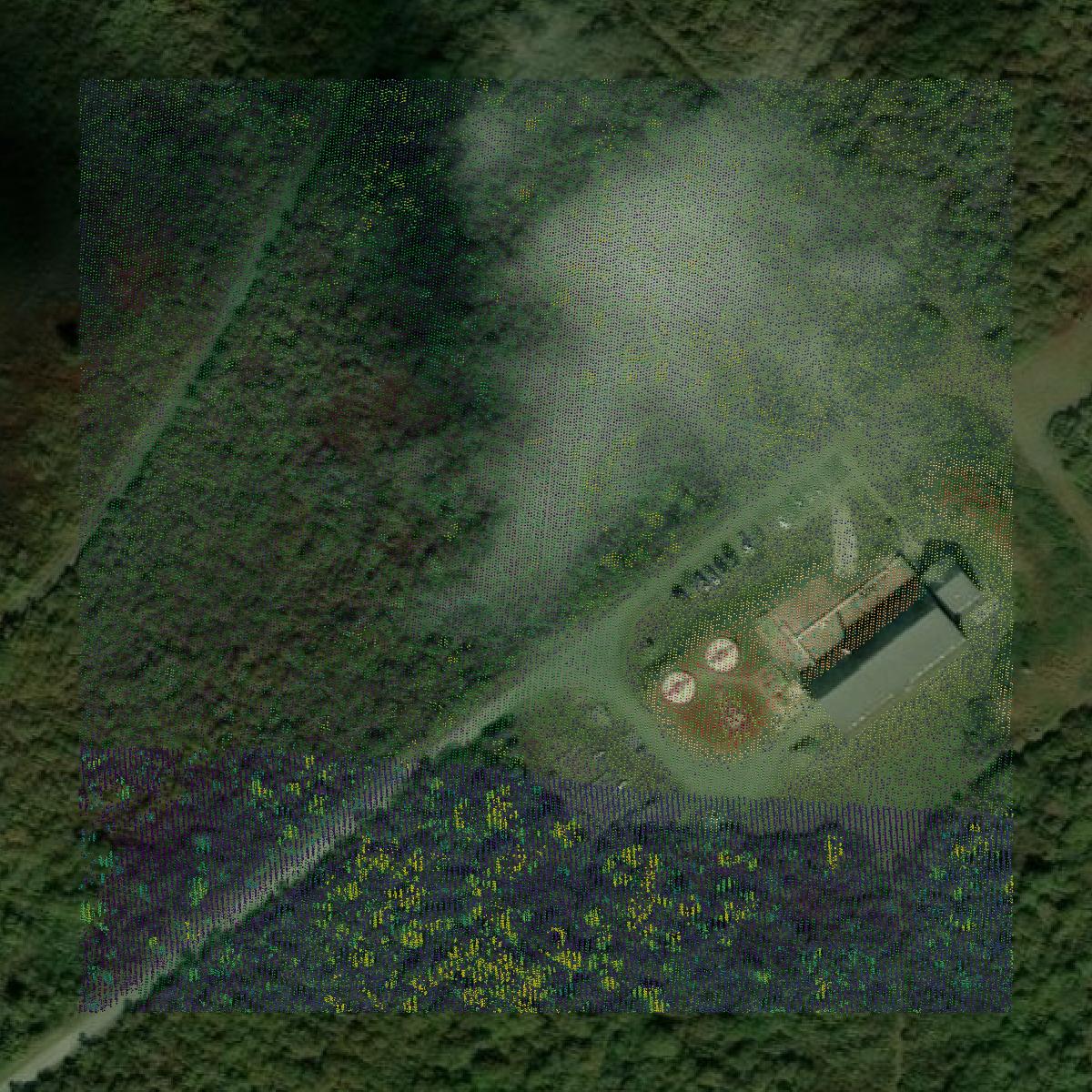 This image shows a LiDAR point cloud in Nantucket County created using GIS data in Equator.