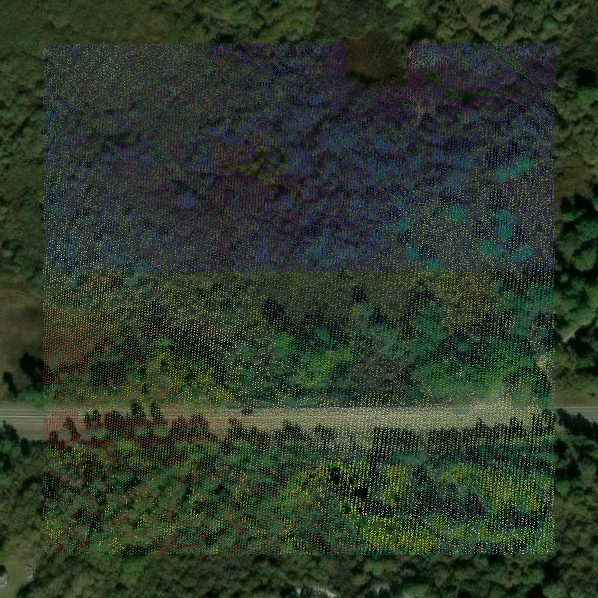 This image shows a LiDAR point cloud in Nantucket County created using GIS data in Equator.