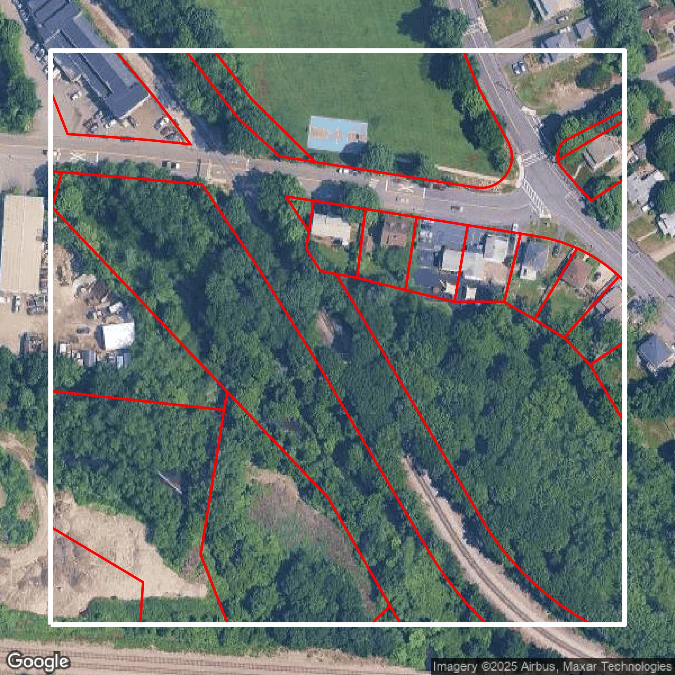 This image shows parcel data in Norfolk County created using GIS data in Equator.
