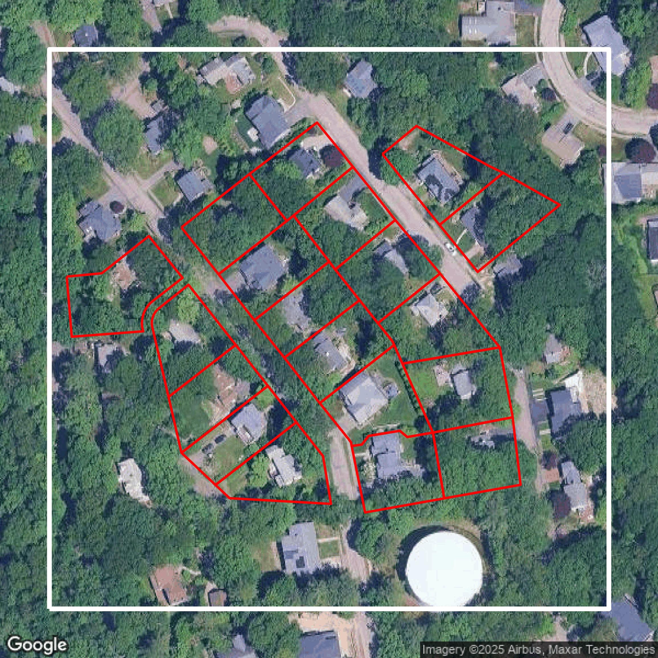 This image shows parcel data in Norfolk County created using GIS data in Equator.