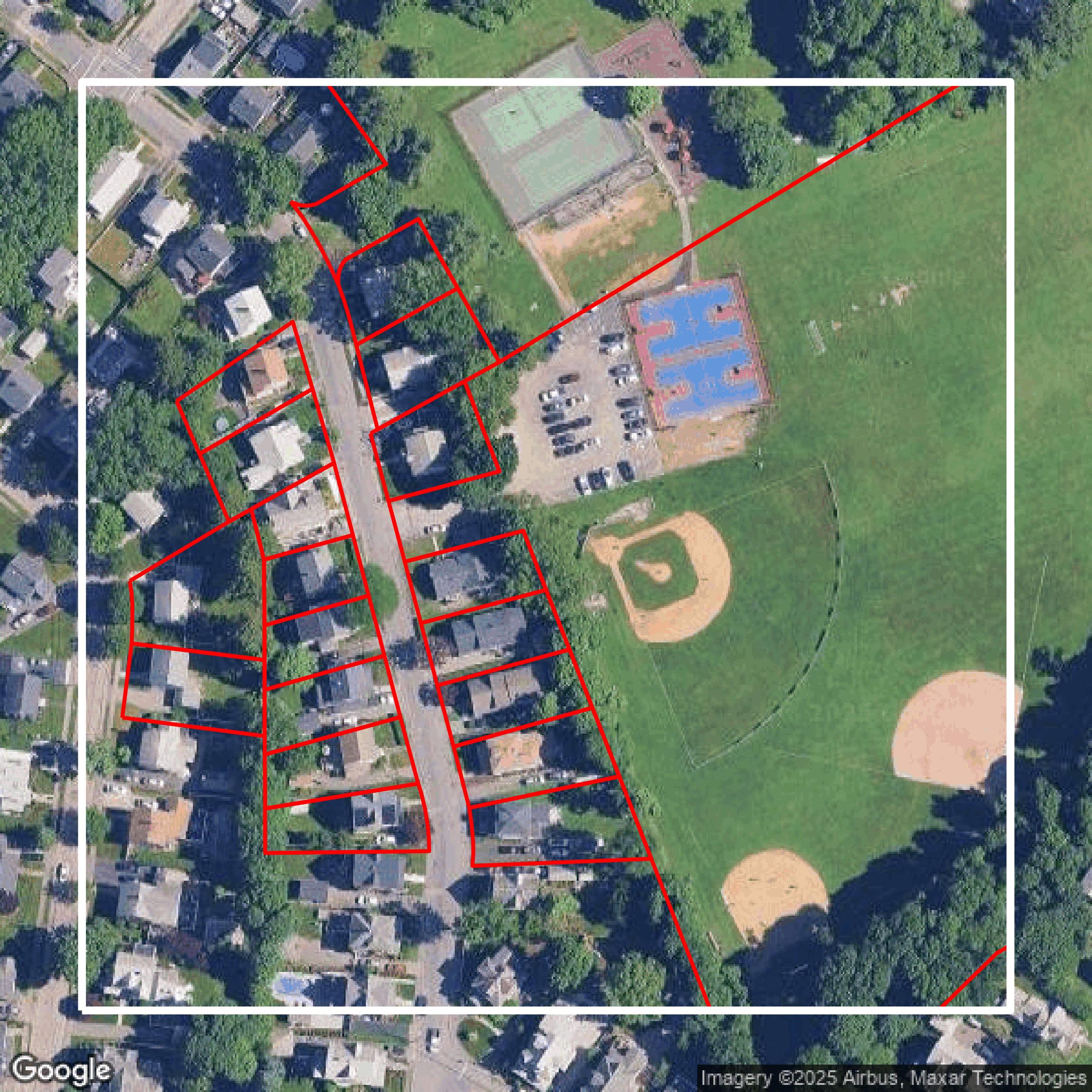 This image shows parcel data in Norfolk County created using GIS data in Equator.