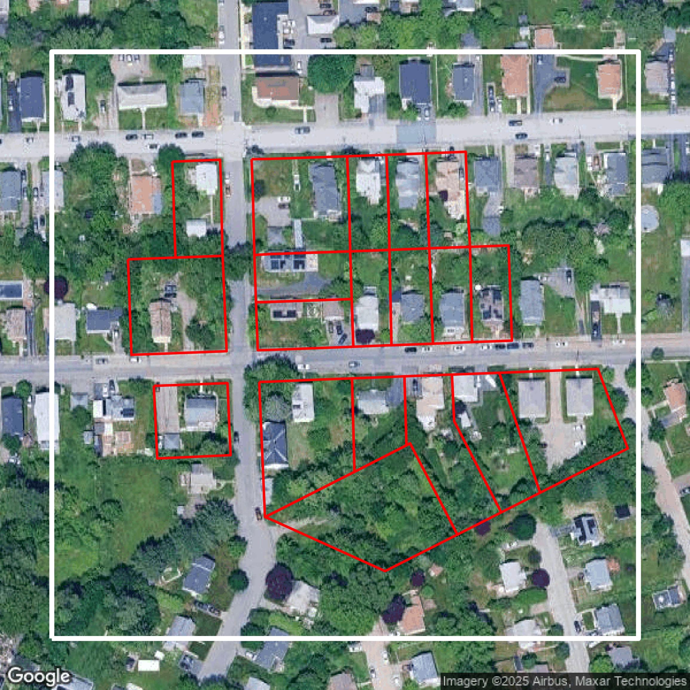 This image shows parcel data in Worcester County created using GIS data in Equator.