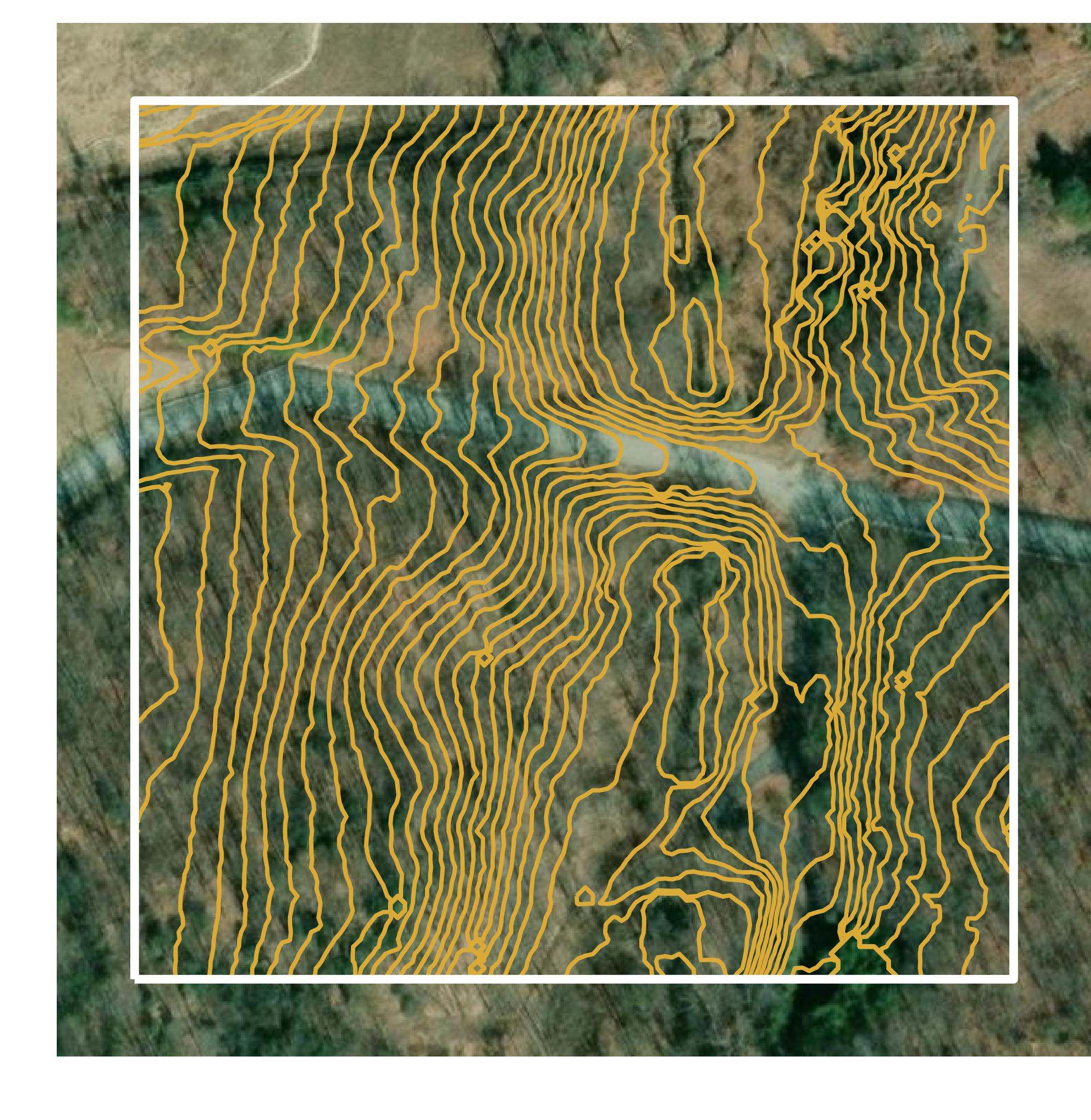 This image shows a contour map in Alcona County created using GIS data in Equator.