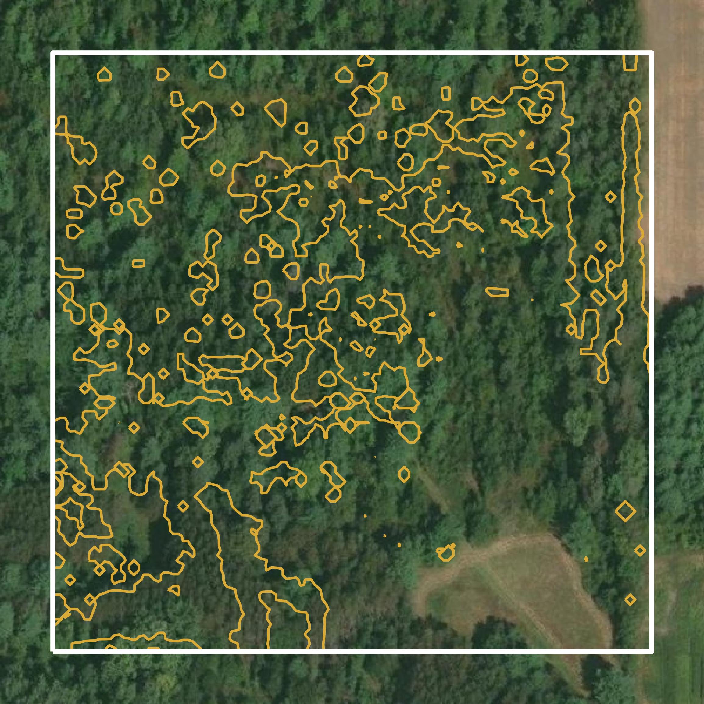 This image shows a contour map in Arenac County created using GIS data in Equator.