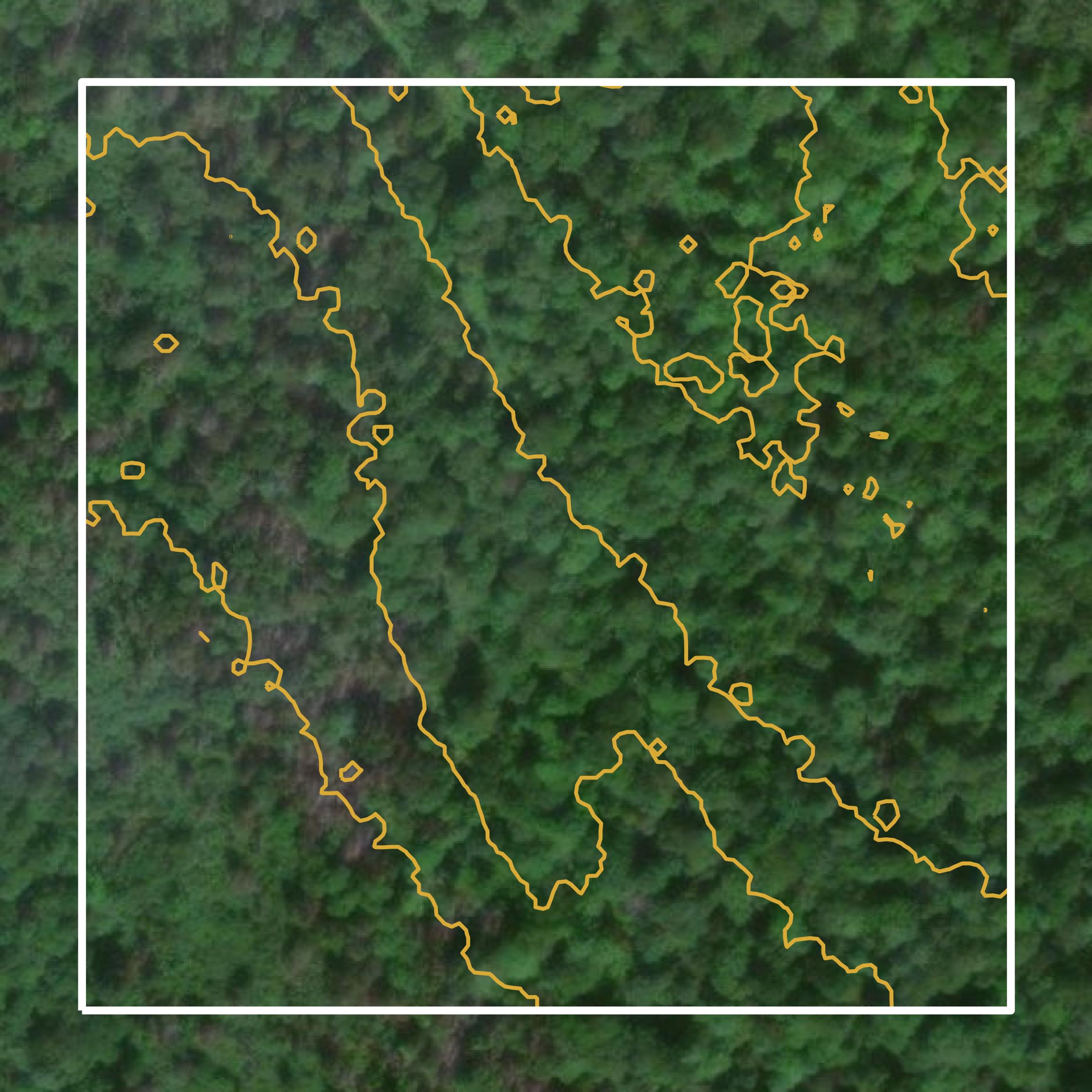 This image shows a contour map in Baraga County created using GIS data in Equator.