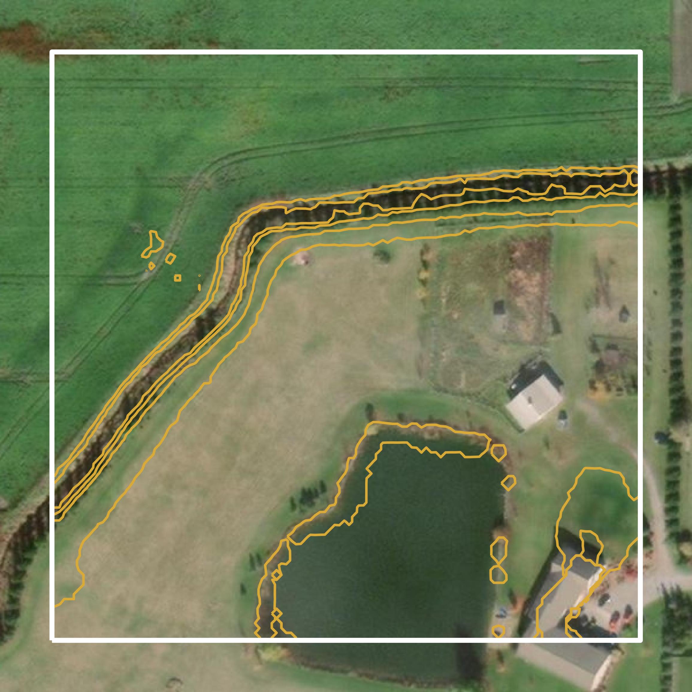 This image shows a contour map in Bay County created using GIS data in Equator.