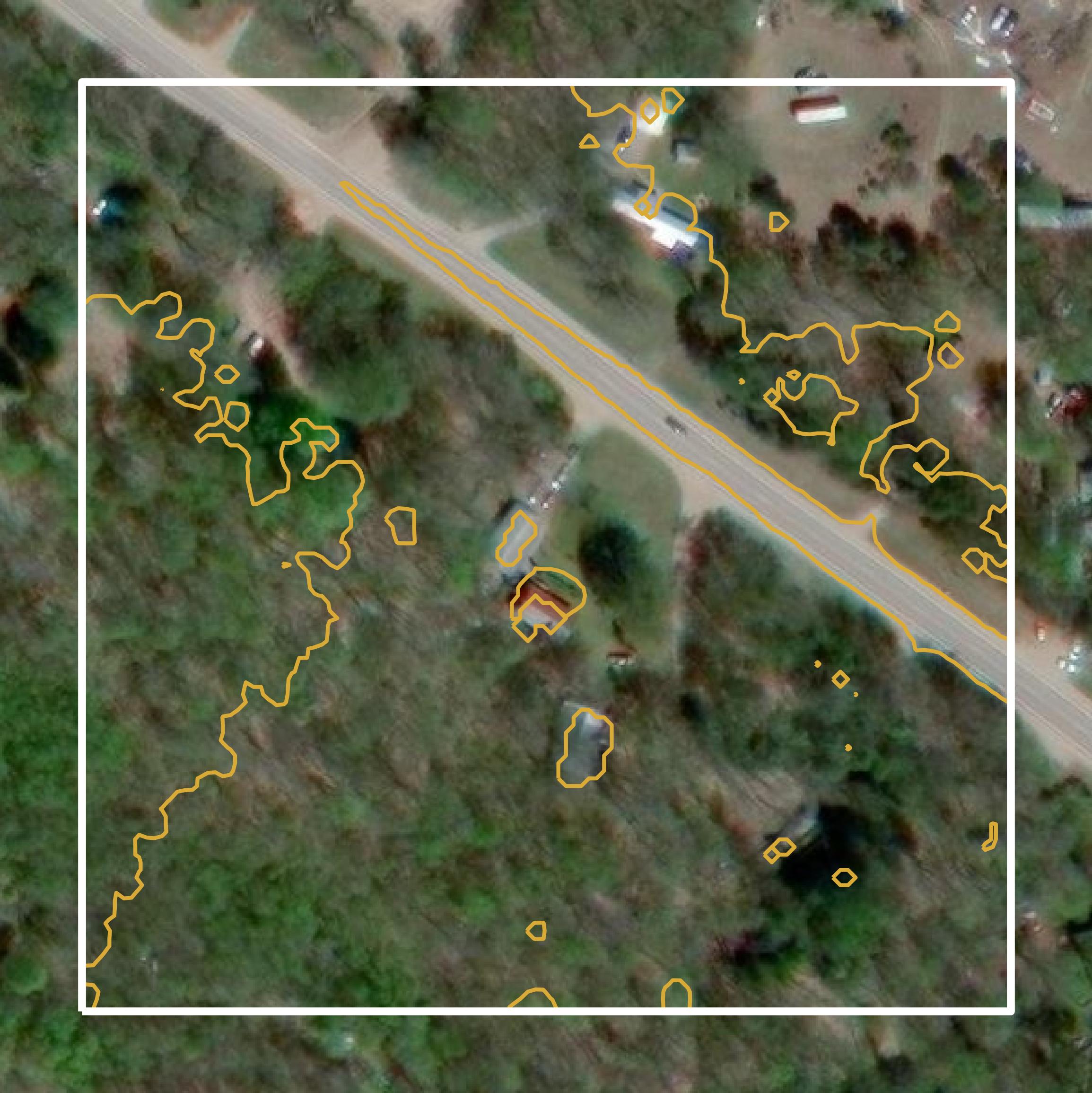 This image shows a contour map in Benzie County created using GIS data in Equator.