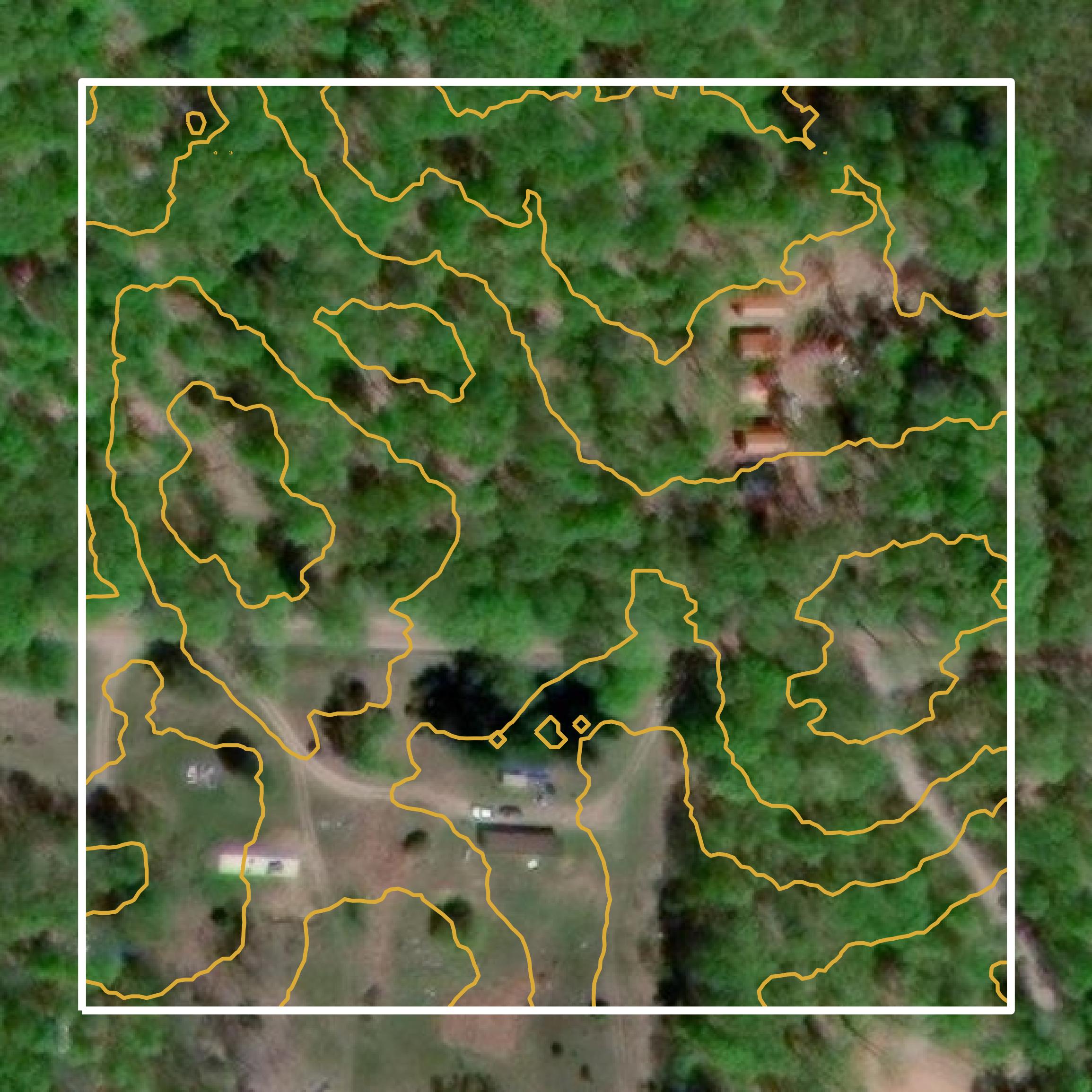 This image shows a contour map in Benzie County created using GIS data in Equator.