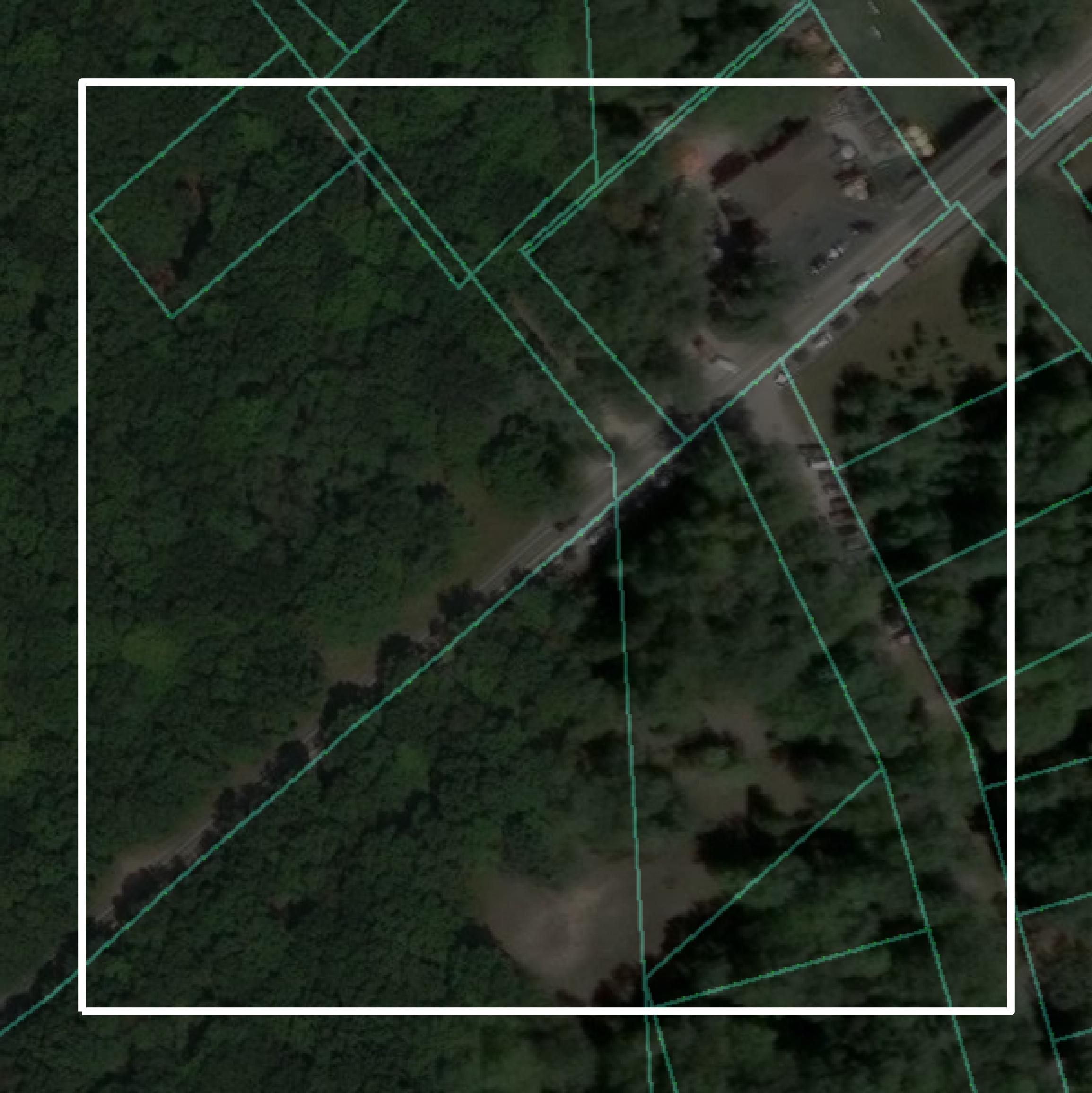 This image shows parcel and building data in Benzie County created using GIS data in Equator.