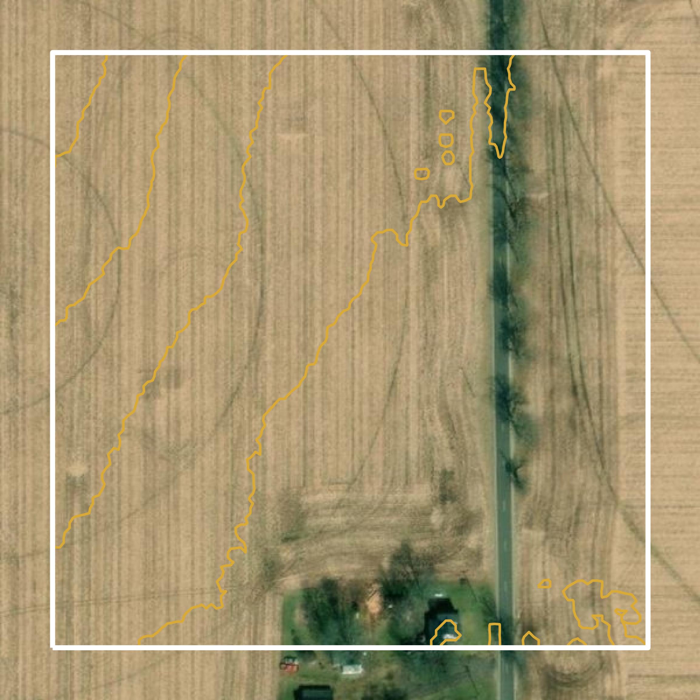 This image shows a contour map in Cass County created using GIS data in Equator.