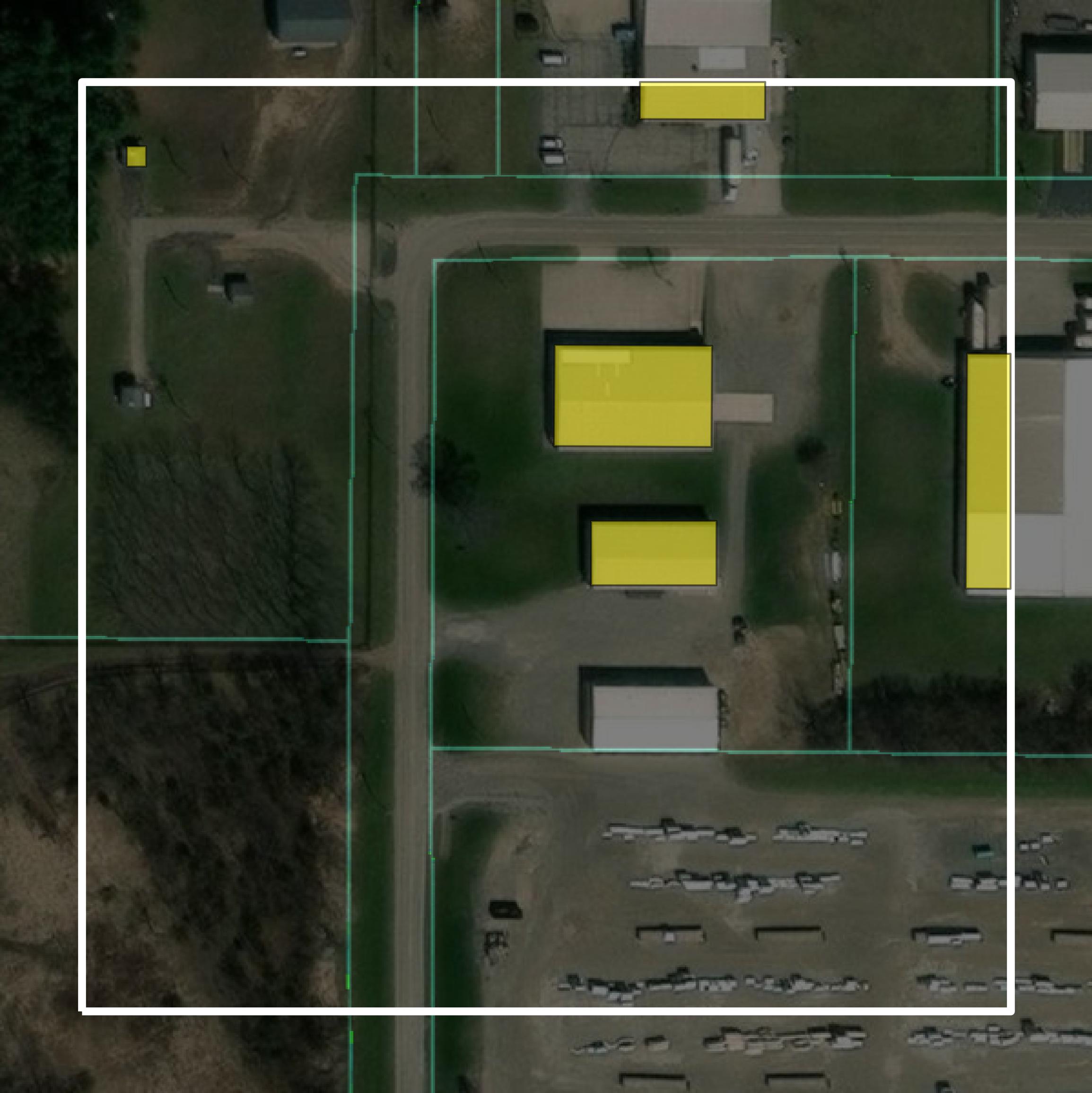 This image shows parcel and building data in Cass County created using GIS data in Equator.