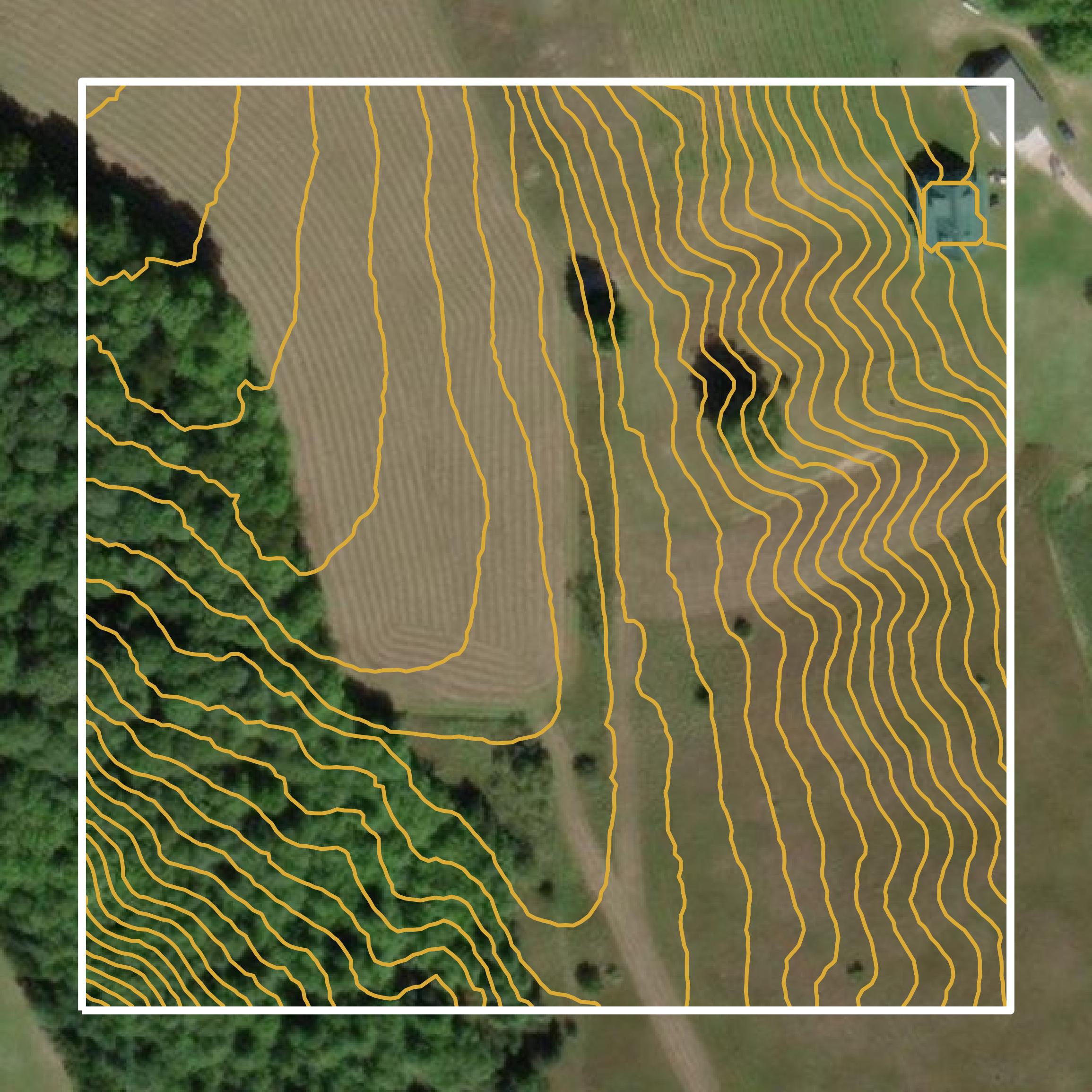 This image shows a contour map in Charlevoix County created using GIS data in Equator.