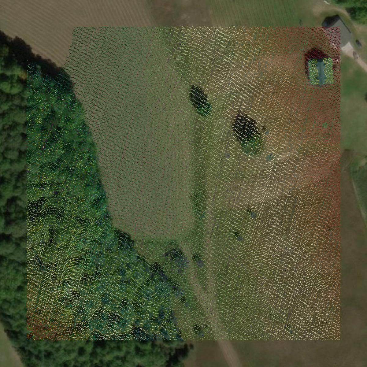 This image shows a LiDAR point cloud in Charlevoix County created using GIS data in Equator.