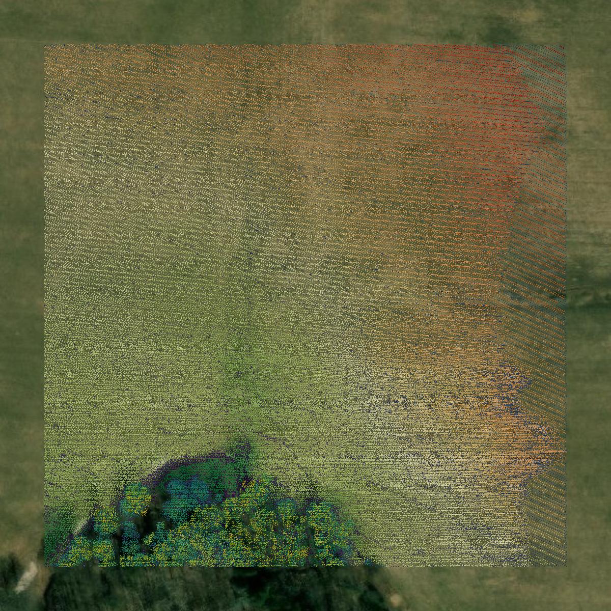 This image shows a LiDAR point cloud in Cheboygan County created using GIS data in Equator.