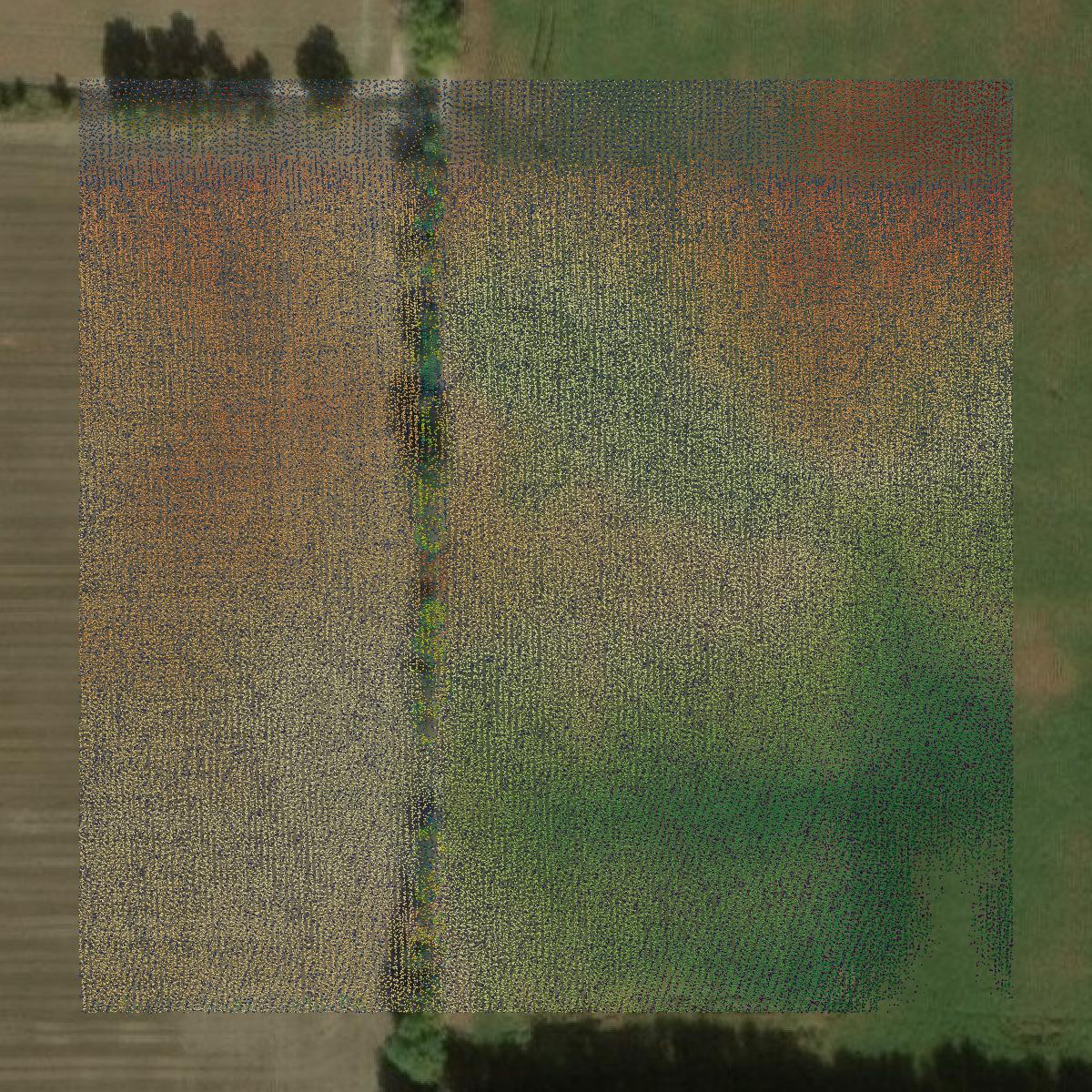 This image shows a LiDAR point cloud in Clinton County created using GIS data in Equator.