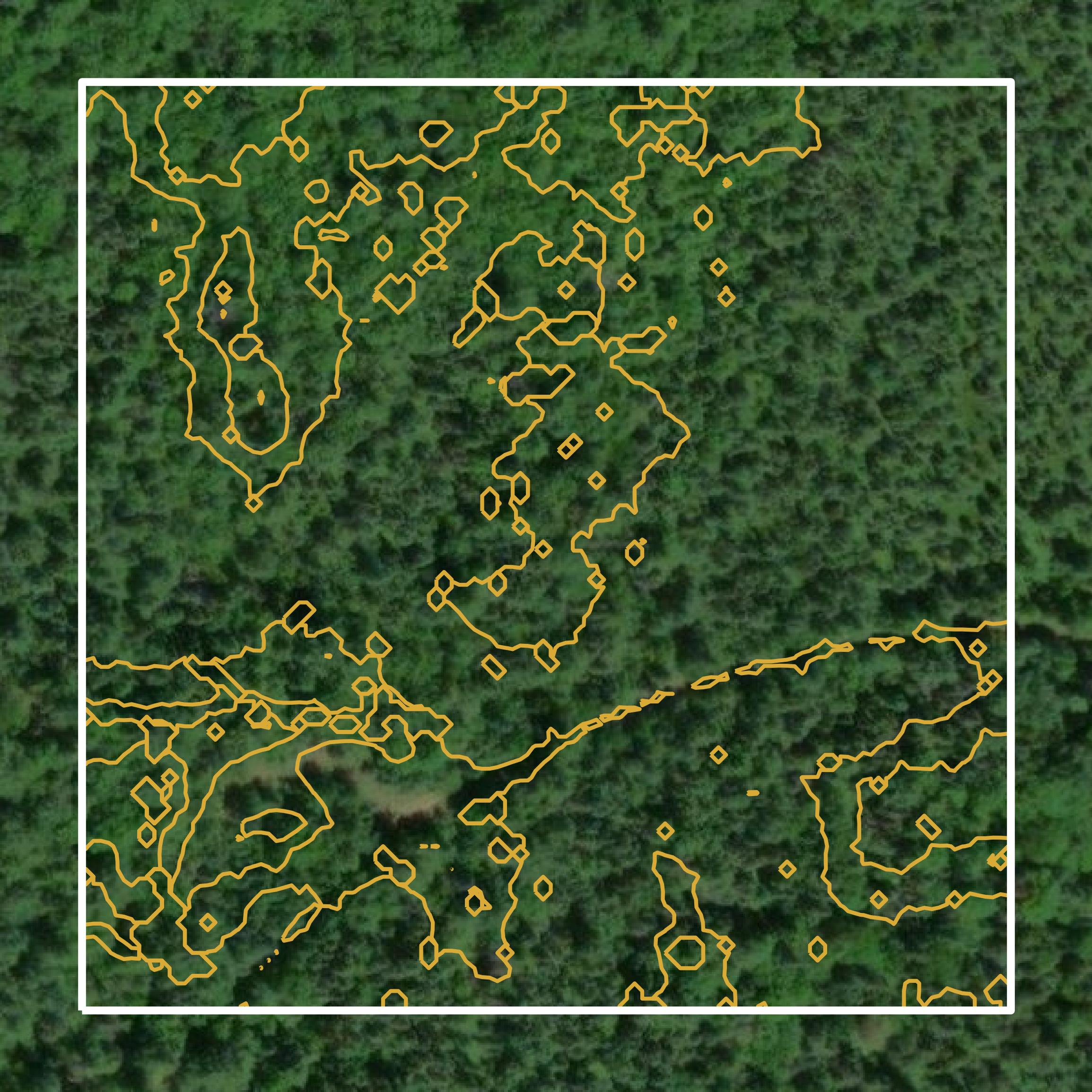 This image shows a contour map in Delta County created using GIS data in Equator.