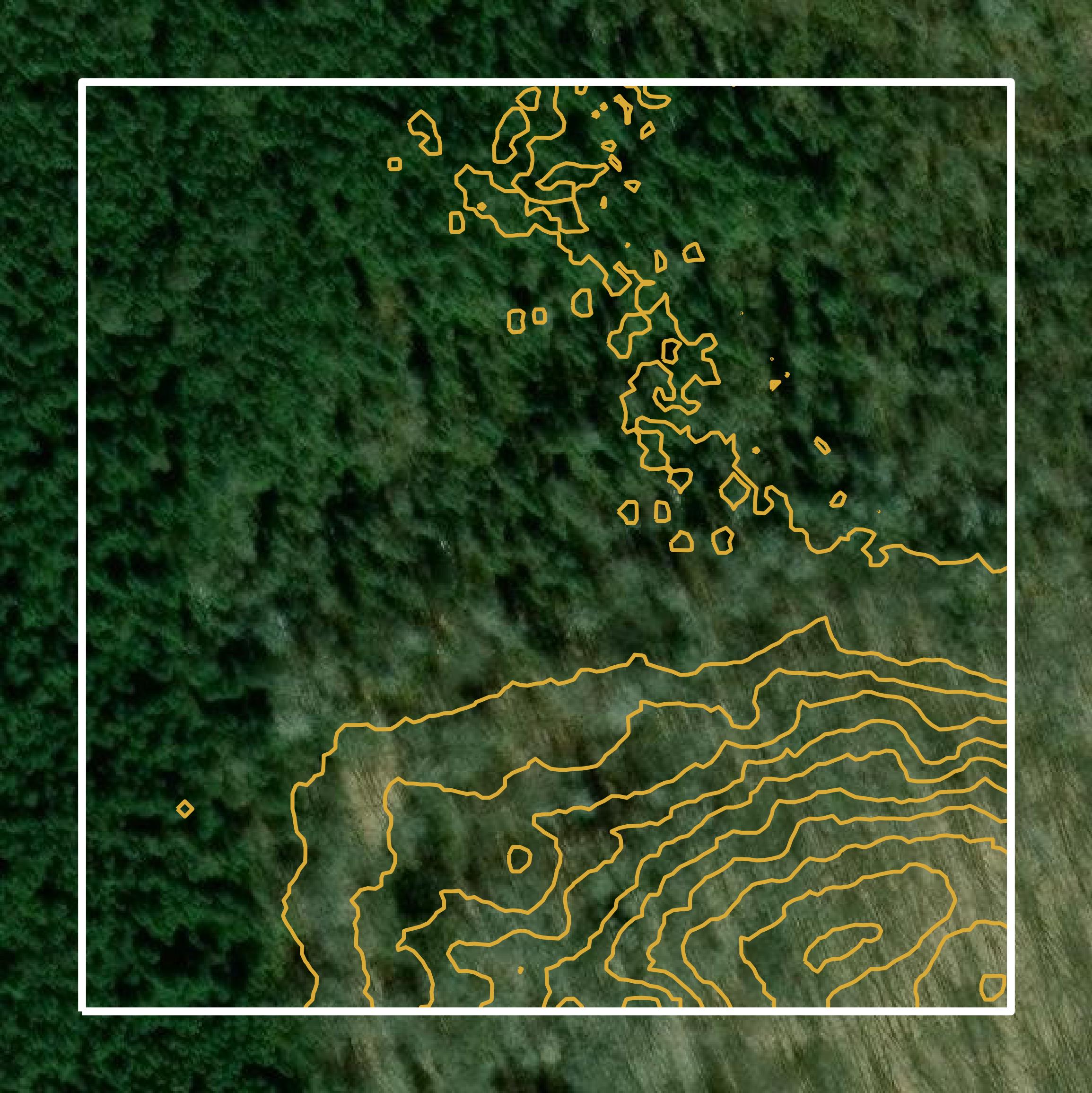 This image shows a contour map in Dickinson County created using GIS data in Equator.