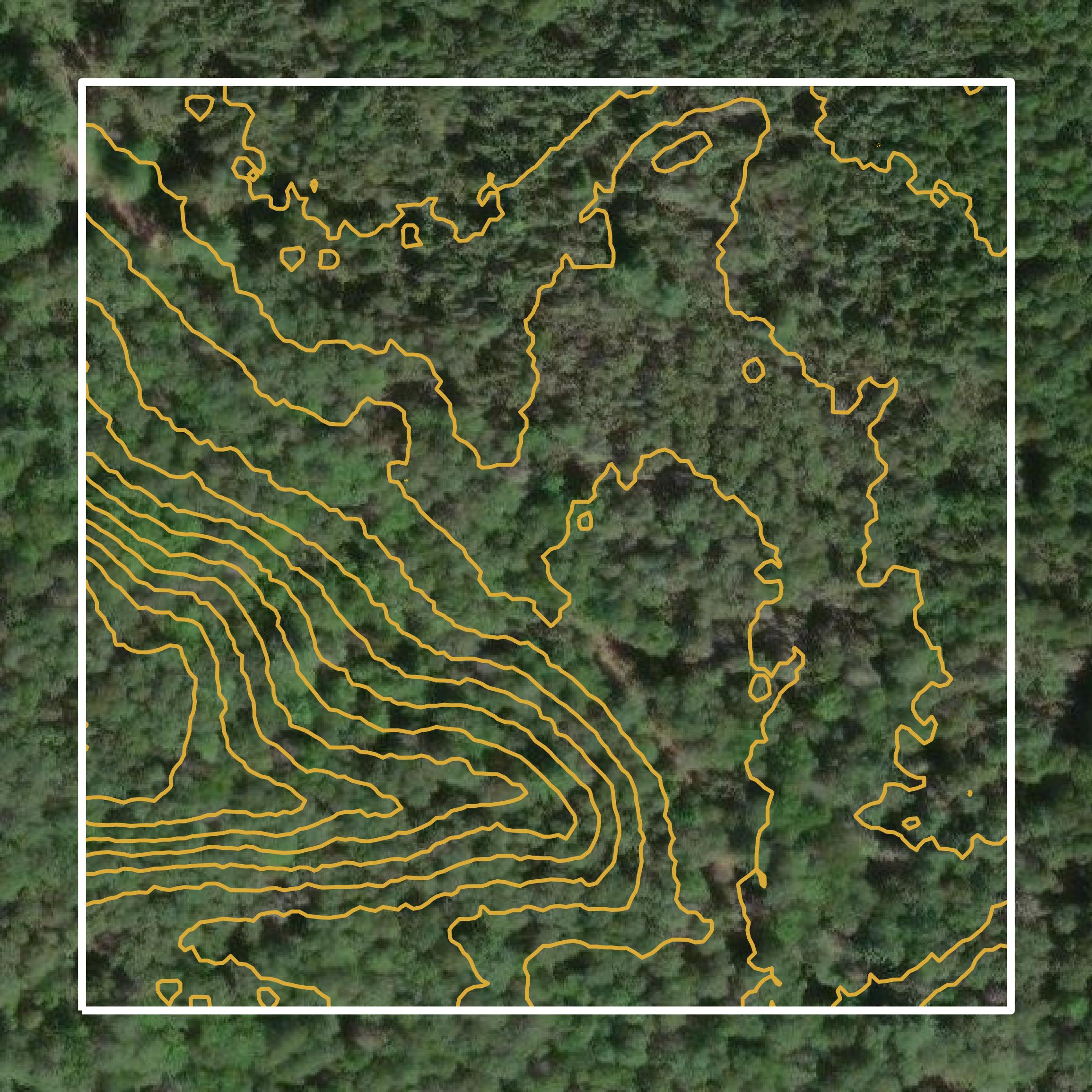 This image shows a contour map in Dickinson County created using GIS data in Equator.