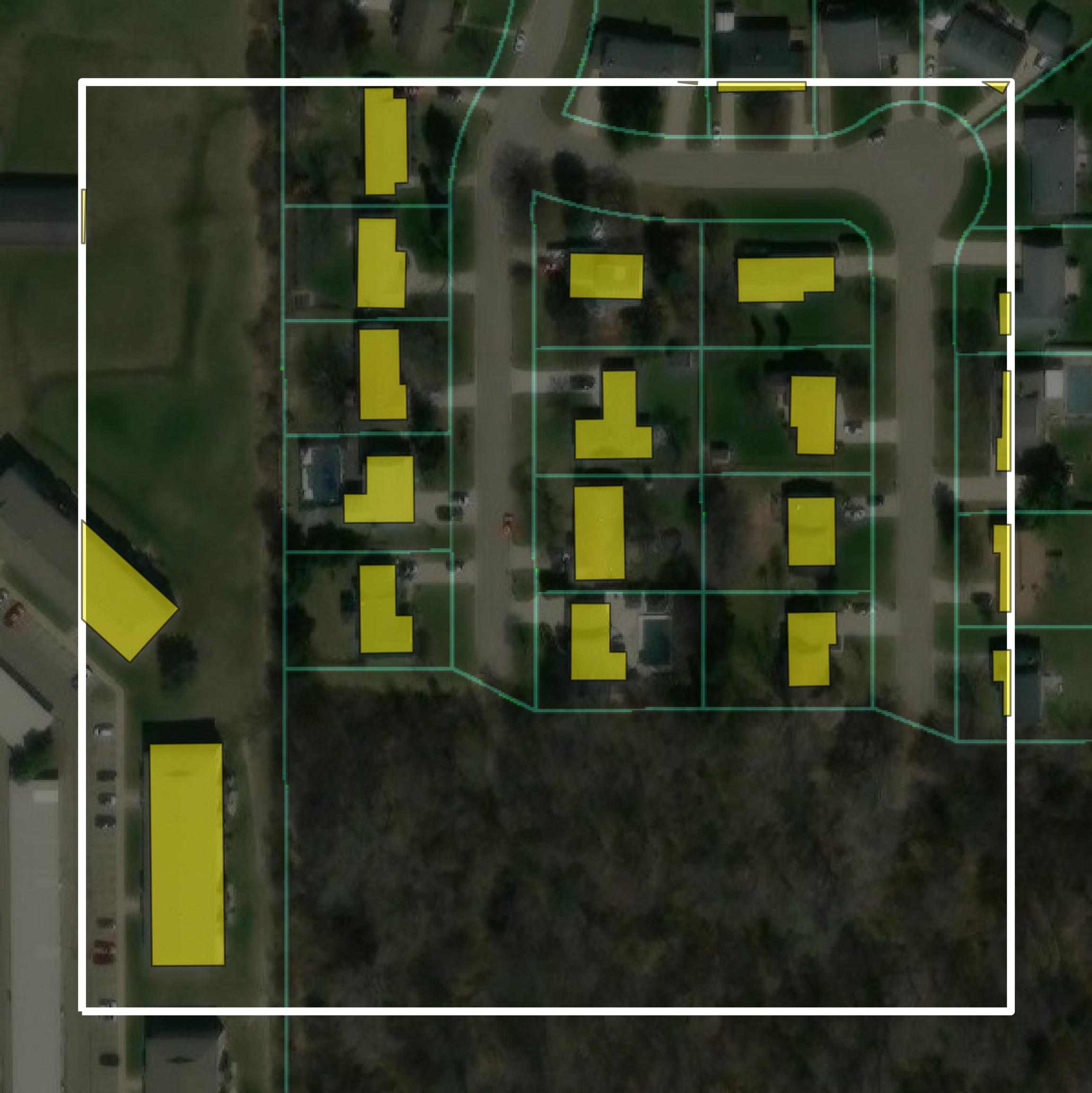 This image shows parcel and building data in Eaton County created using GIS data in Equator.