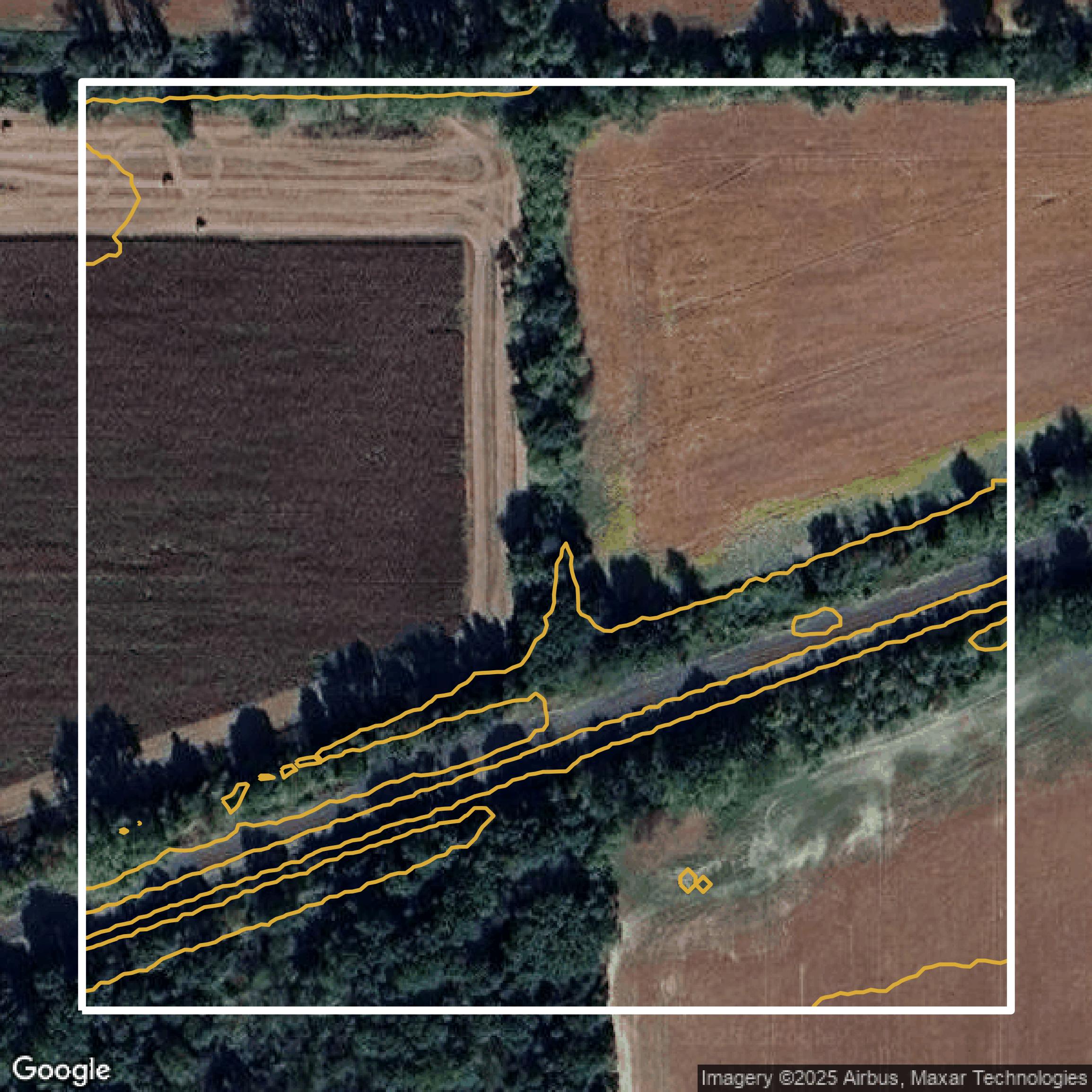 This image shows a contour map in Genesee County created using GIS data in Equator.