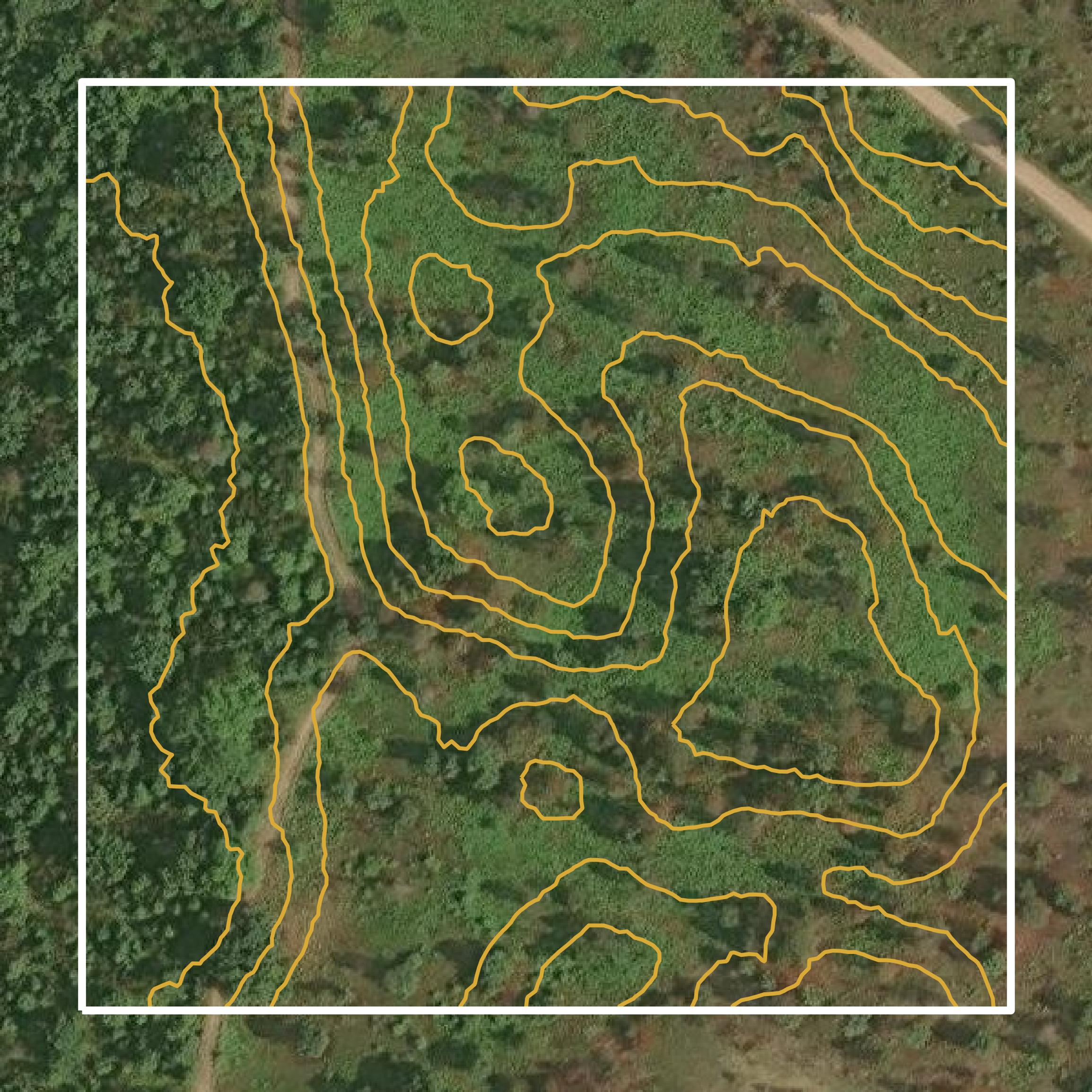 This image shows a contour map in Grand Traverse County created using GIS data in Equator.