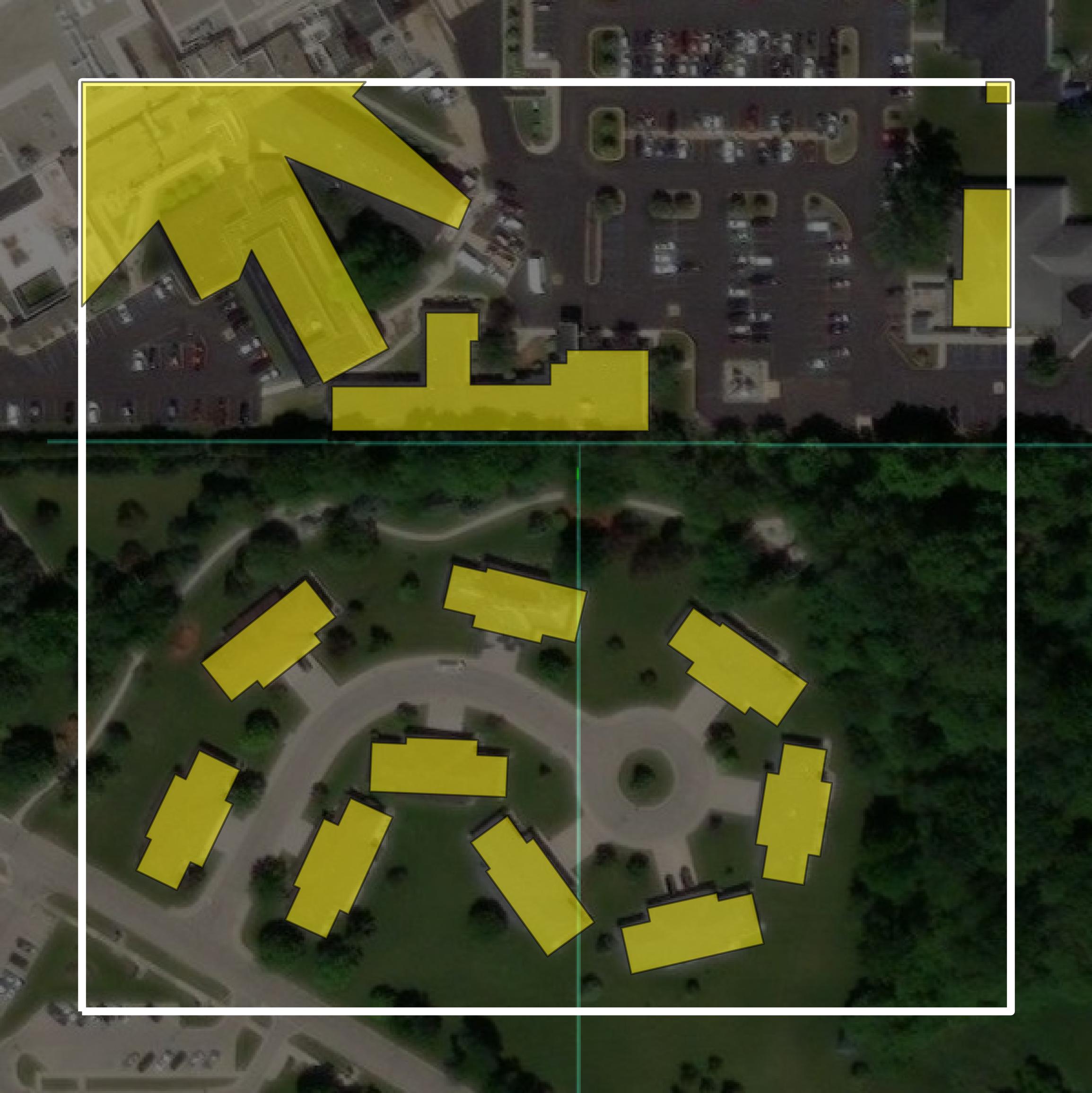 This image shows parcel and building data in Gratiot County created using GIS data in Equator.
