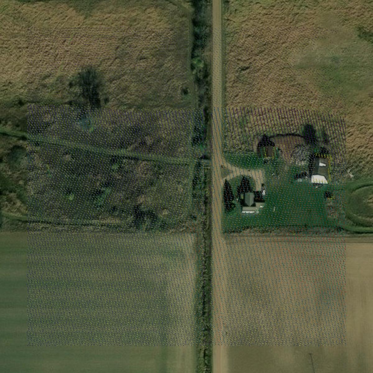 This image shows a LiDAR point cloud in Gratiot County created using GIS data in Equator.