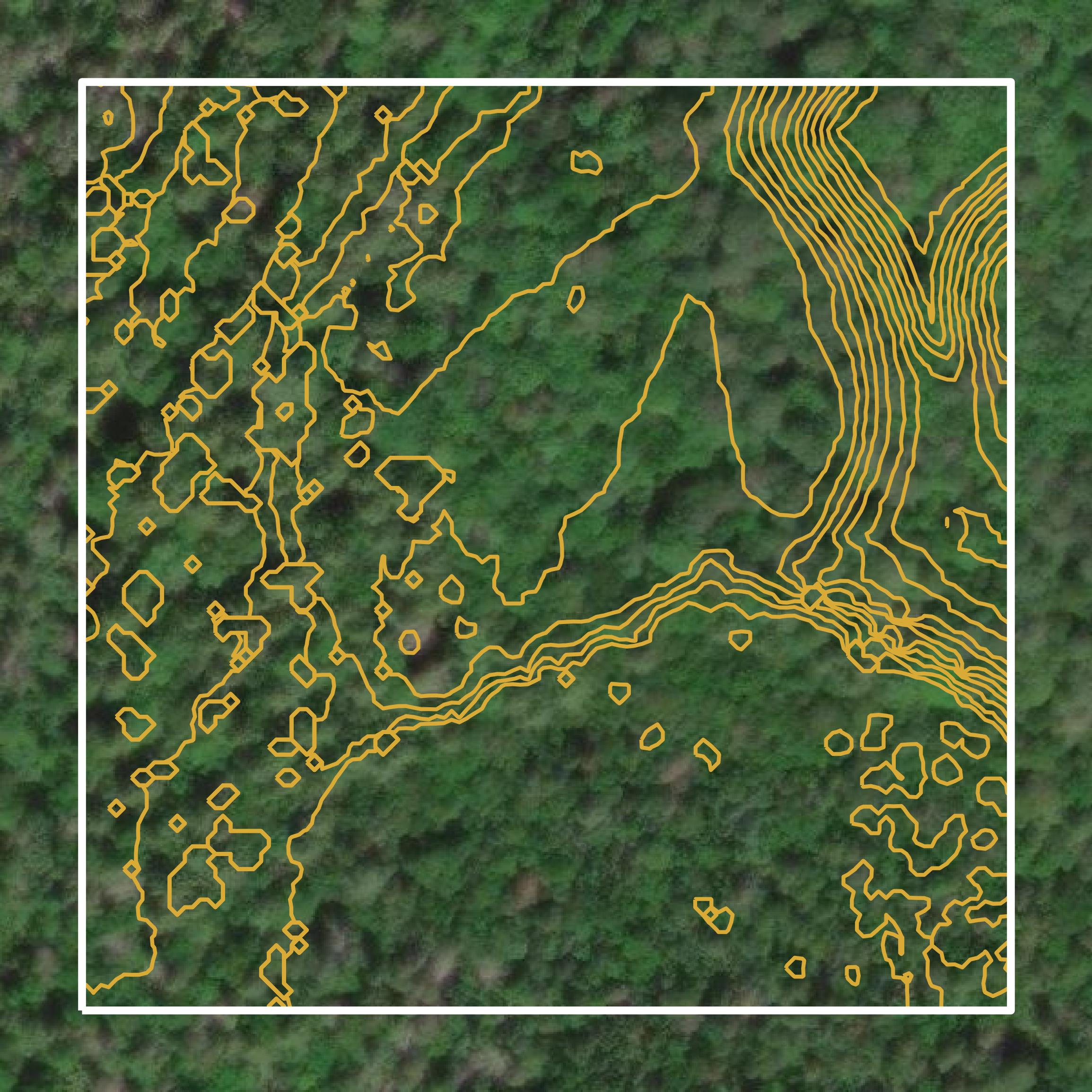 This image shows a contour map in Houghton County created using GIS data in Equator.