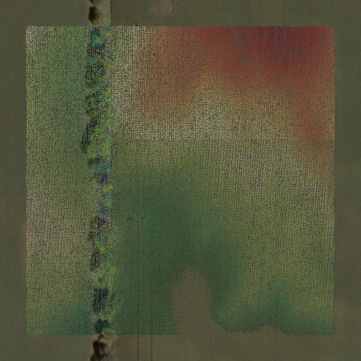 This image shows a LiDAR point cloud in Ingham County created using GIS data in Equator.