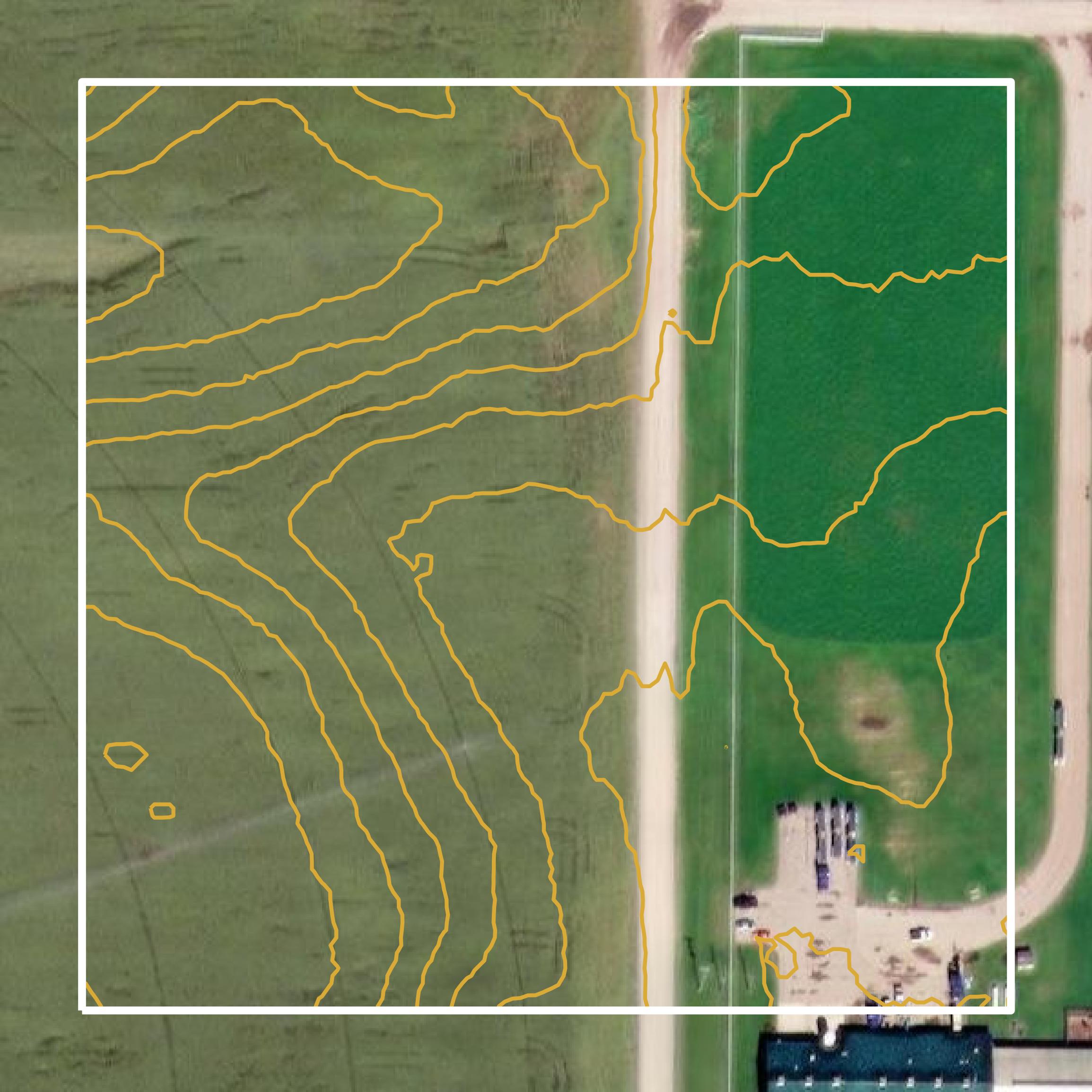 This image shows a contour map in Ionia County created using GIS data in Equator.