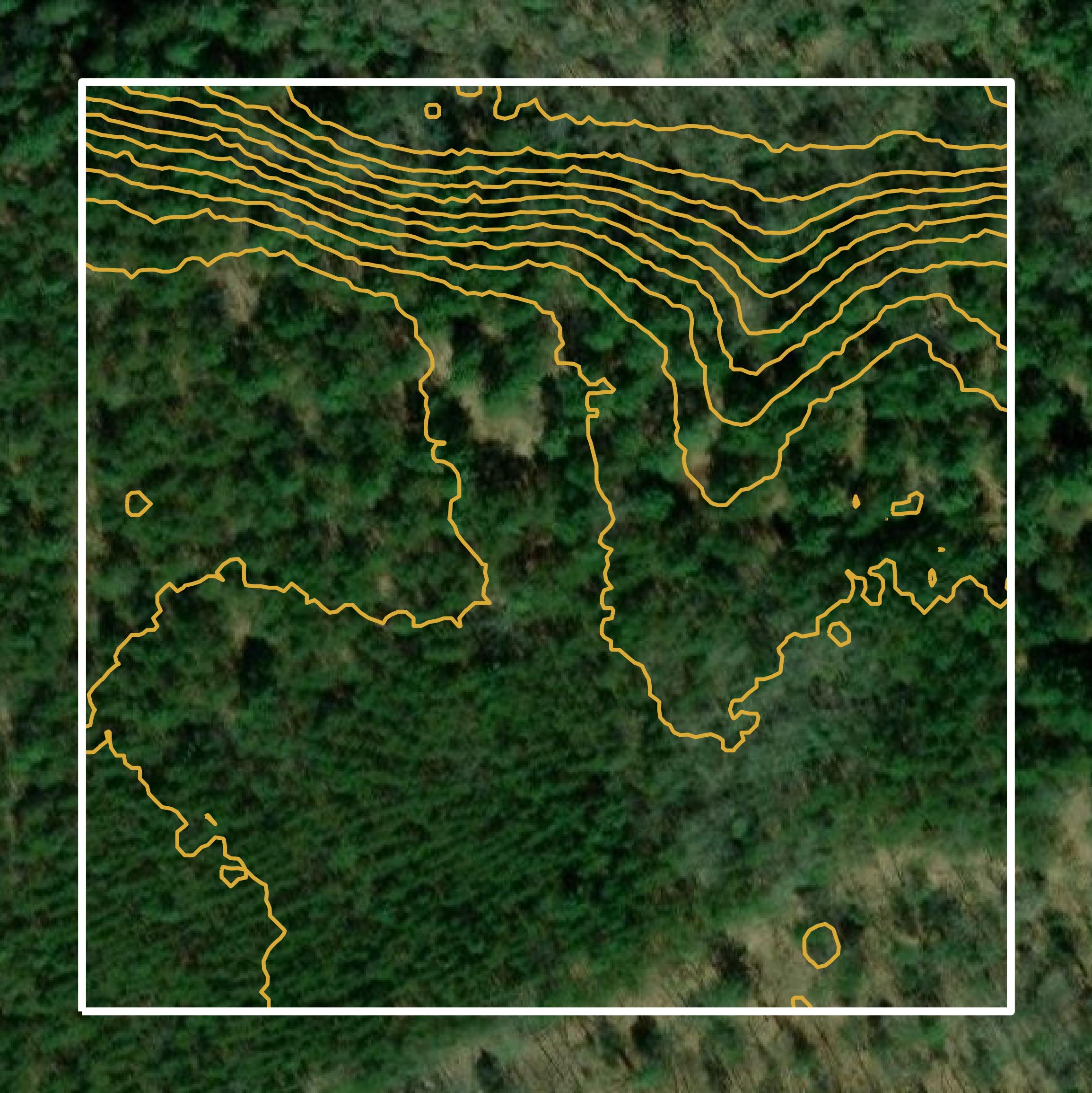 This image shows a contour map in Iosco County created using GIS data in Equator.