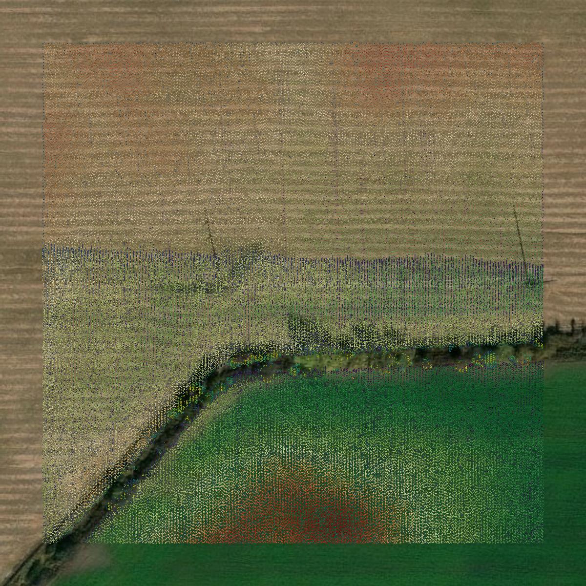 This image shows a LiDAR point cloud in Isabella County created using GIS data in Equator.