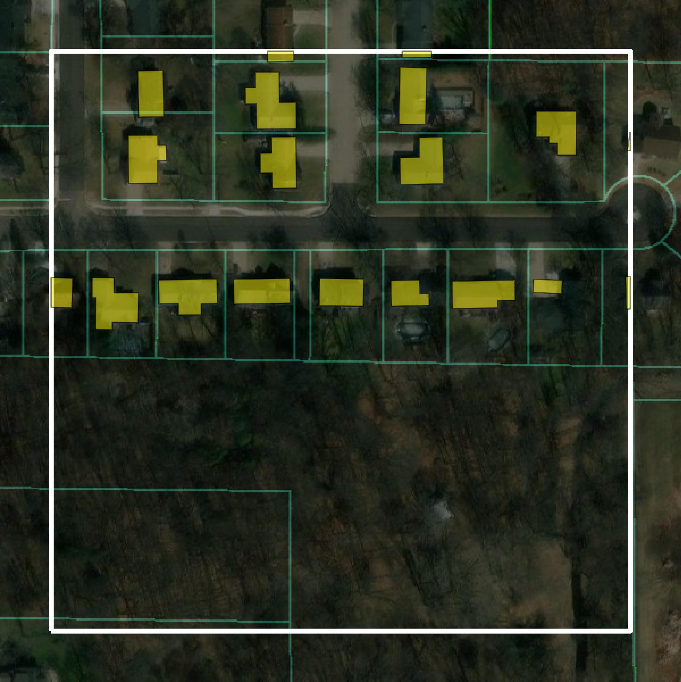 This image shows parcel and building data in Kalamazoo County created using GIS data in Equator.