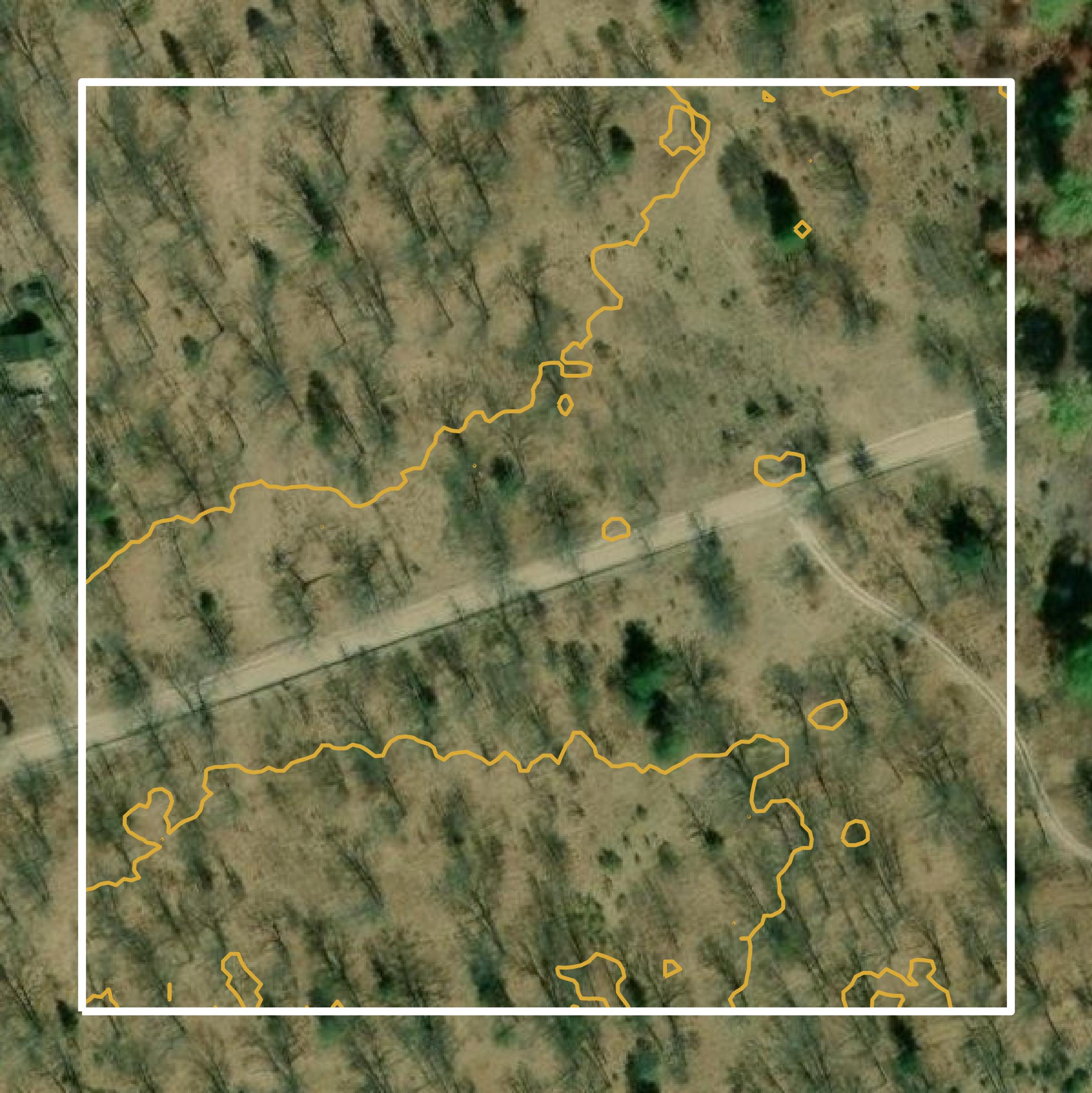 This image shows a contour map in Kalkaska County created using GIS data in Equator.