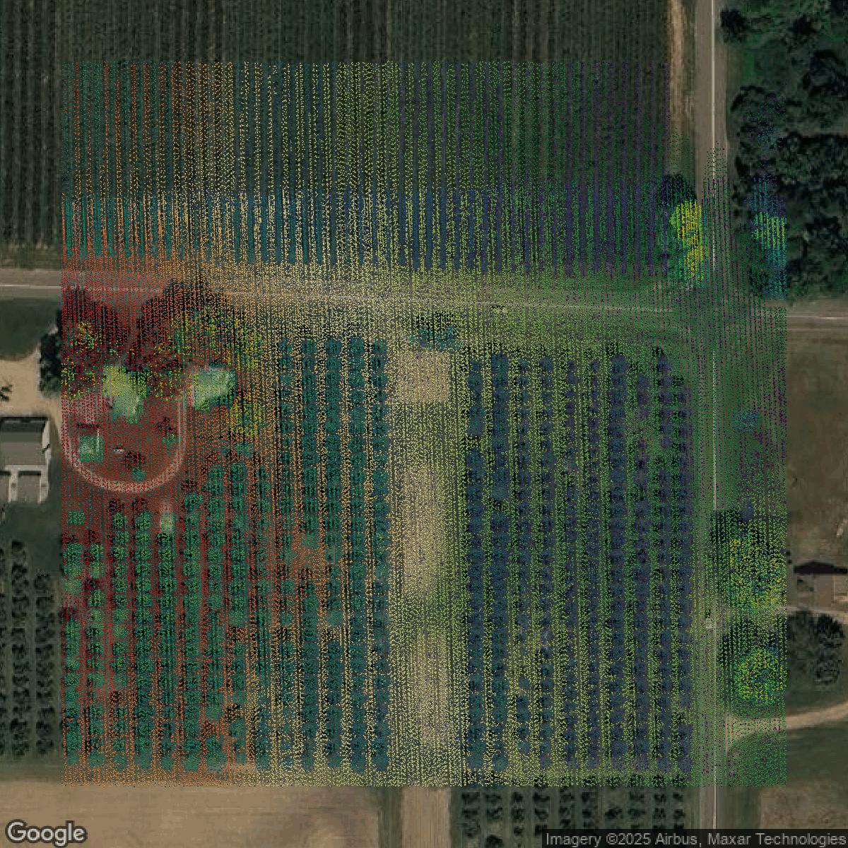 This image shows a LiDAR point cloud in Kent County created using GIS data in Equator.