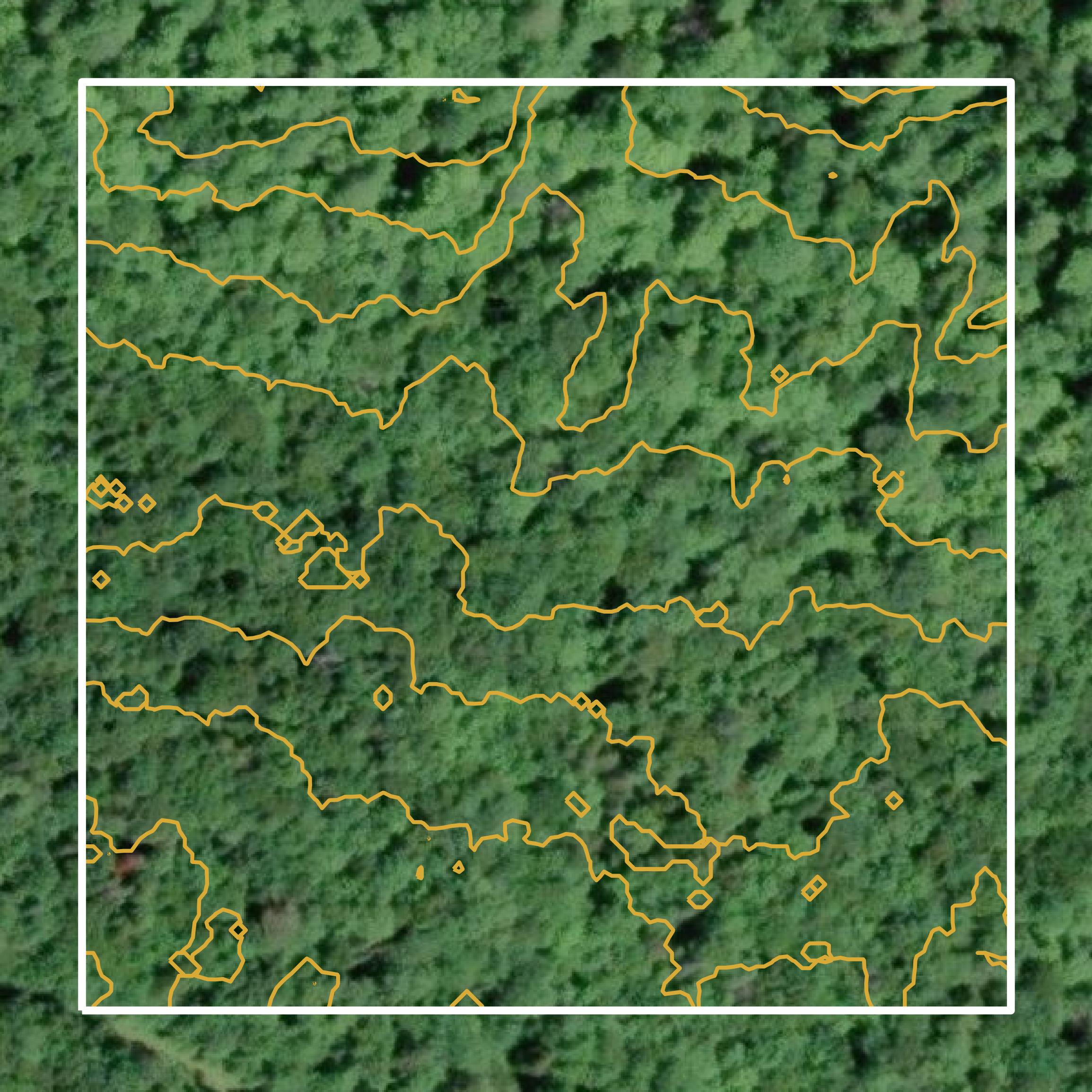 This image shows a contour map in Keweenaw County created using GIS data in Equator.