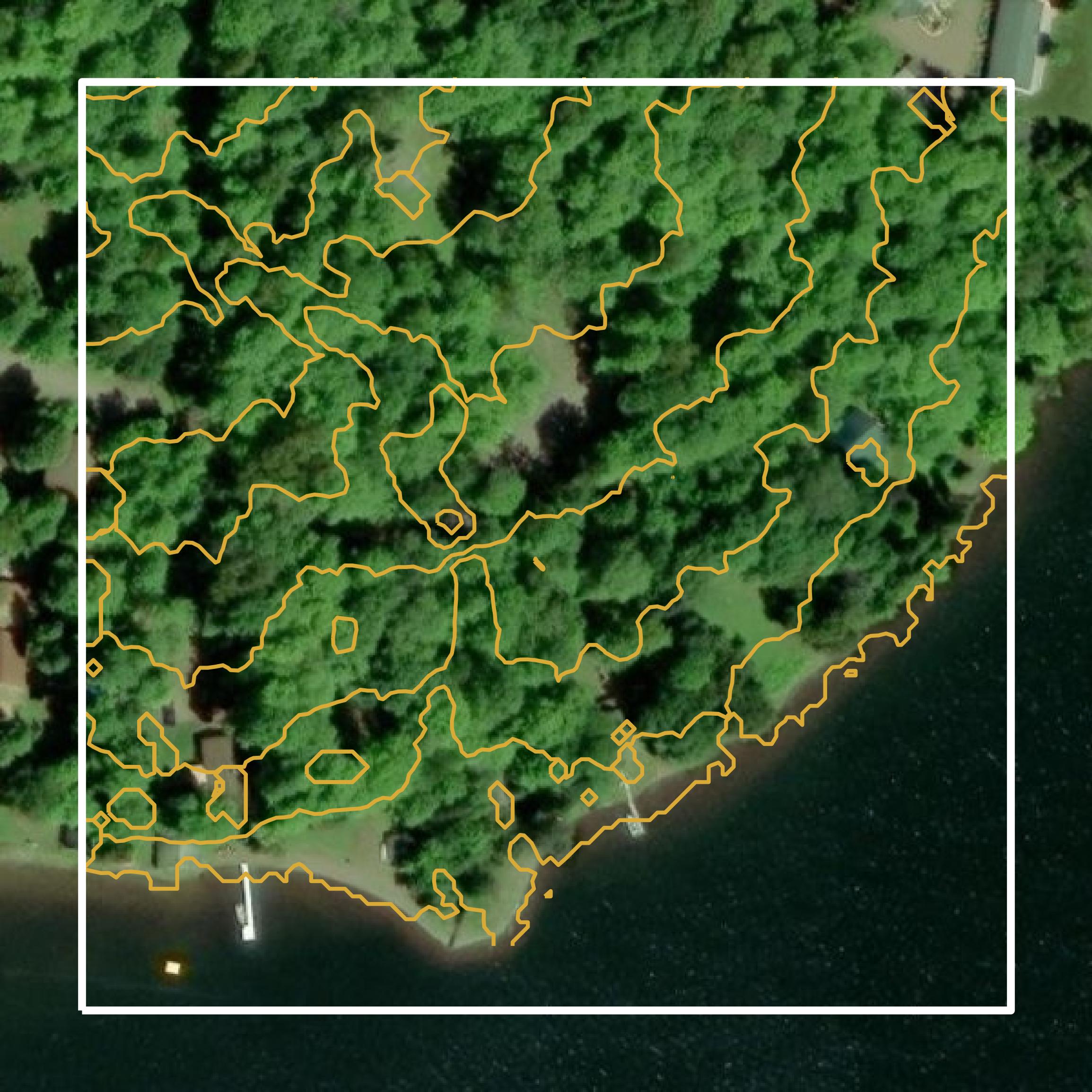 This image shows a contour map in Keweenaw County created using GIS data in Equator.