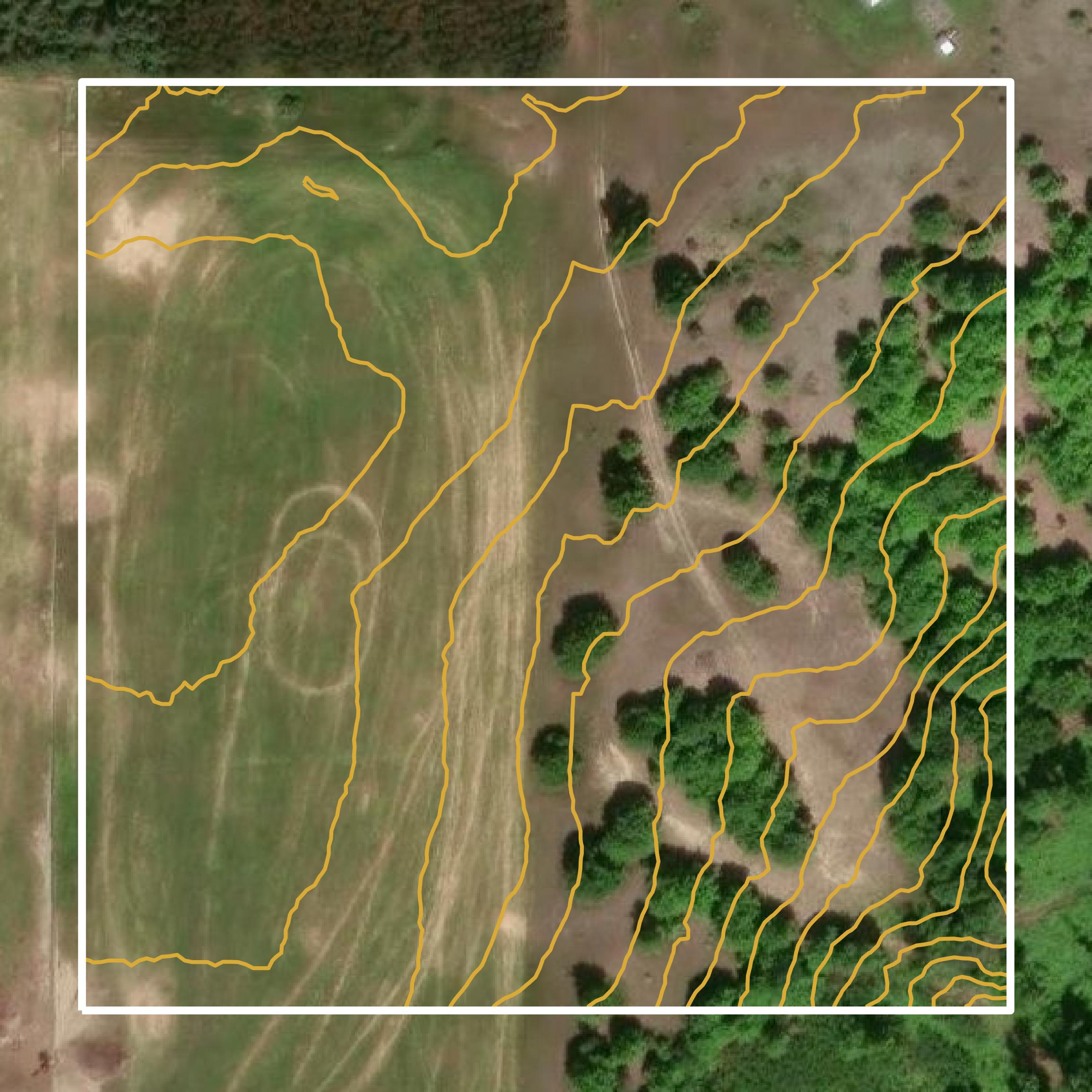 This image shows a contour map in Leelanau County created using GIS data in Equator.