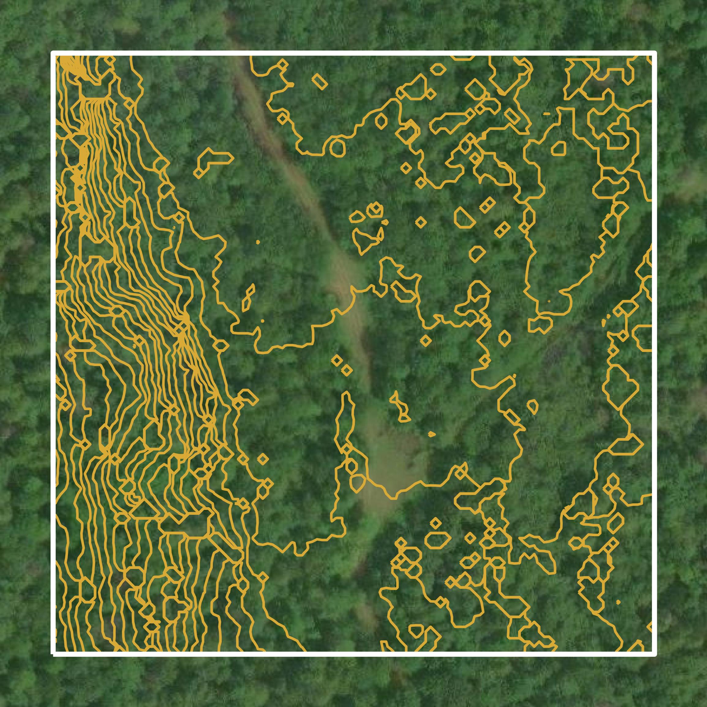 This image shows a contour map in Marquette County created using GIS data in Equator.