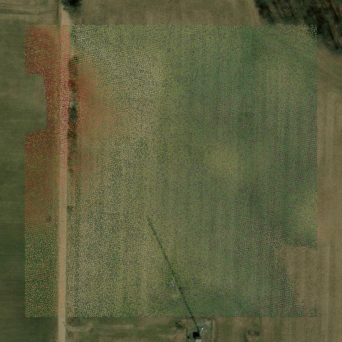 This image shows a LiDAR point cloud in Mason County created using GIS data in Equator.