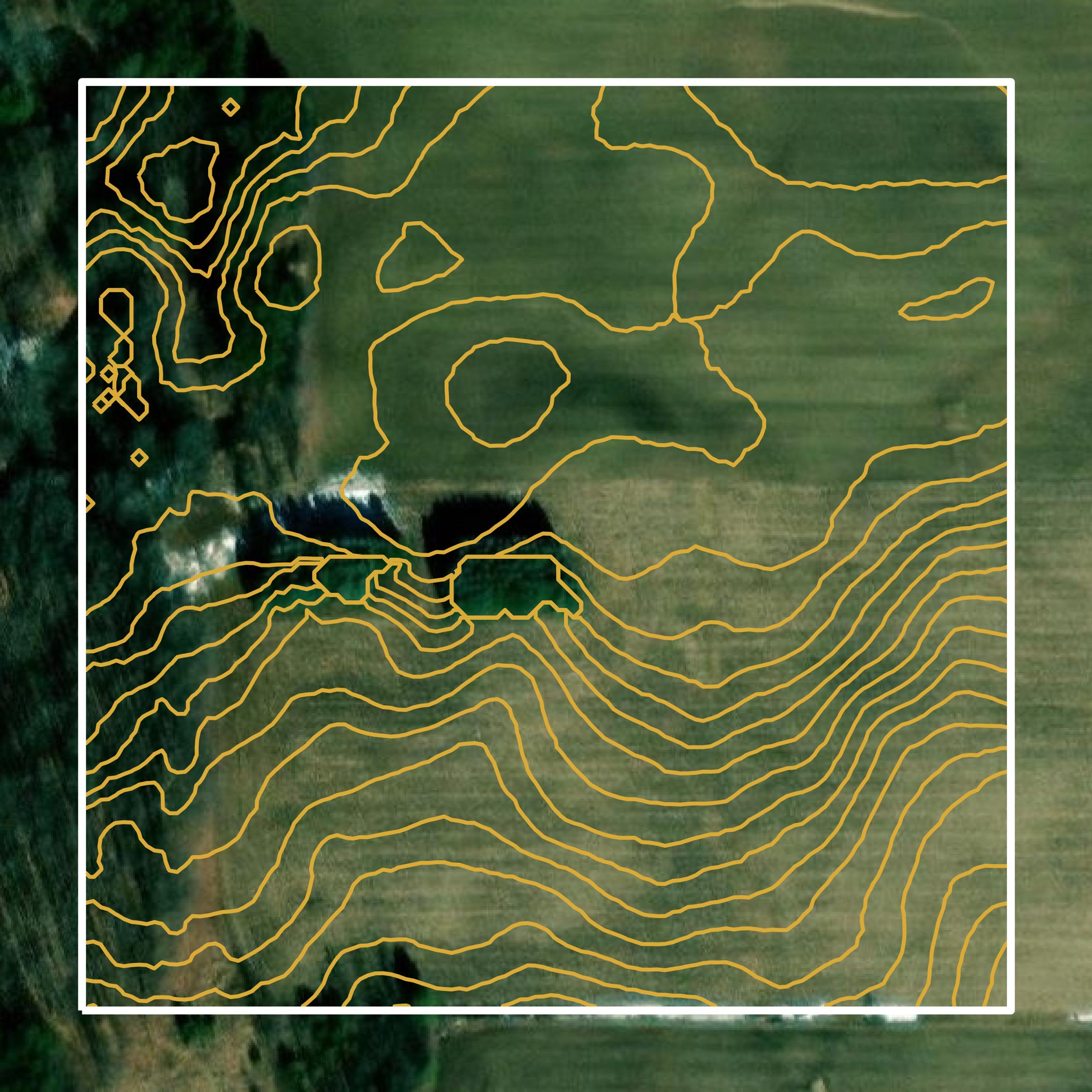 This image shows a contour map in Missaukee County created using GIS data in Equator.