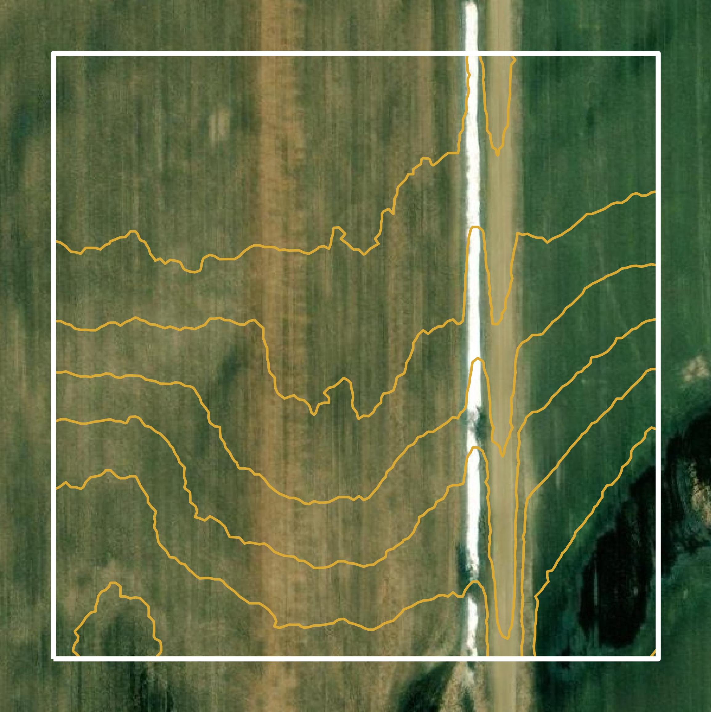 This image shows a contour map in Missaukee County created using GIS data in Equator.