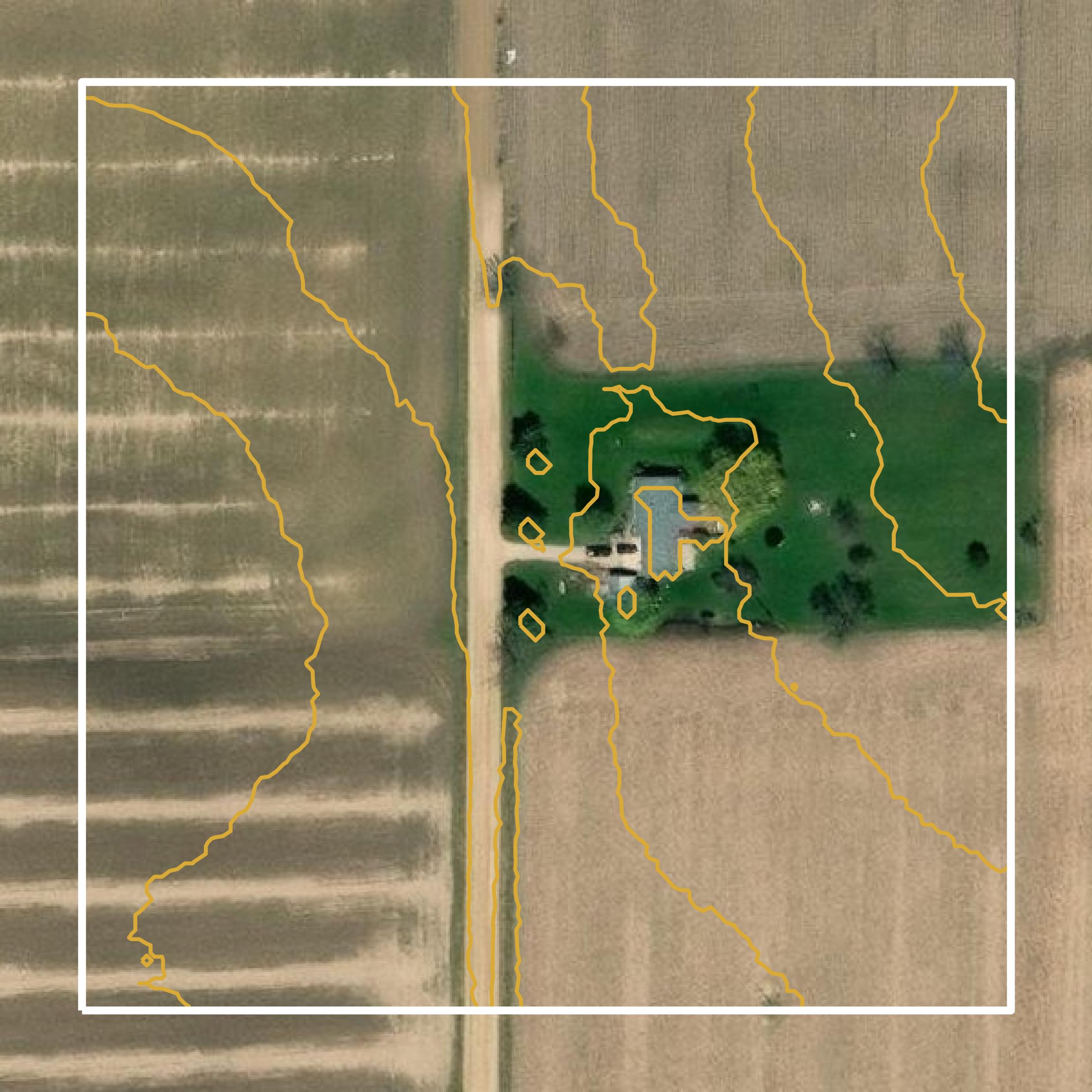 This image shows a contour map in Montcalm County created using GIS data in Equator.