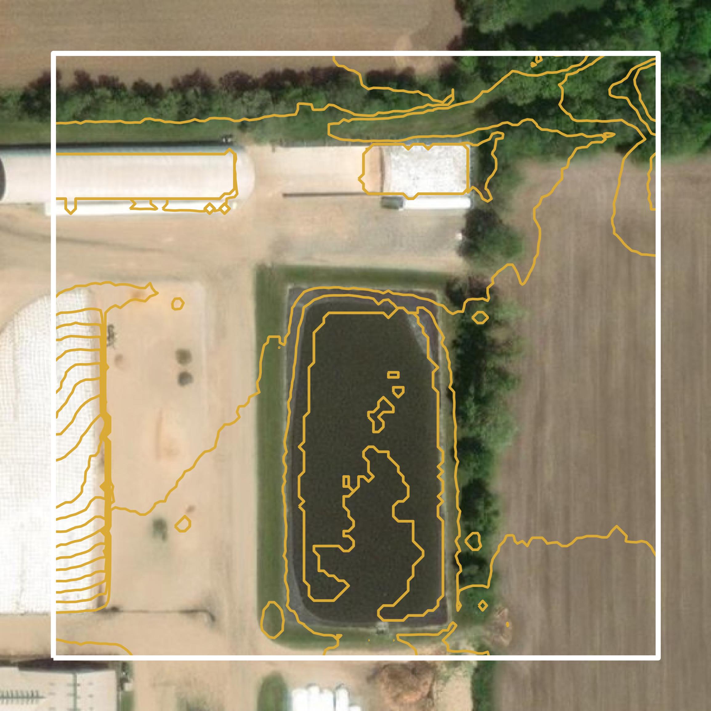 This image shows a contour map in Montcalm County created using GIS data in Equator.