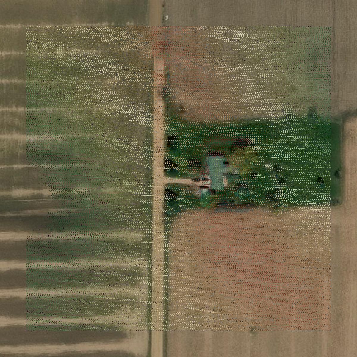 This image shows a LiDAR point cloud in Montcalm County created using GIS data in Equator.