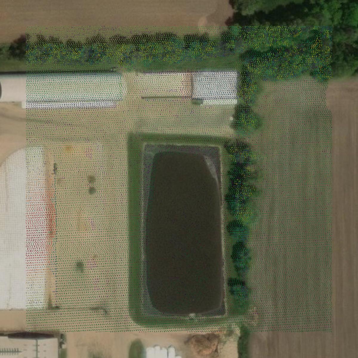 This image shows a LiDAR point cloud in Montcalm County created using GIS data in Equator.