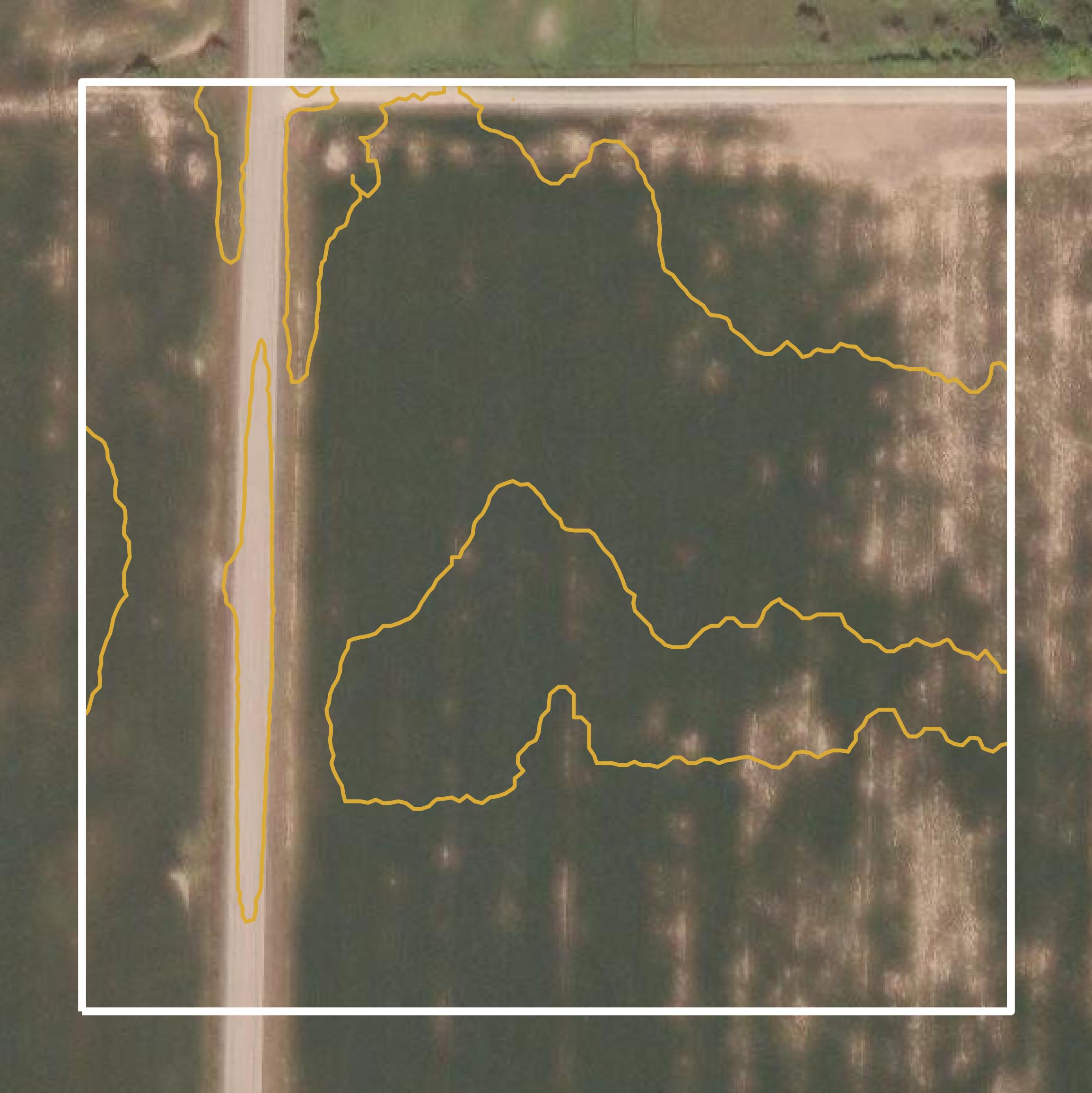 This image shows a contour map in Montmorency County created using GIS data in Equator.