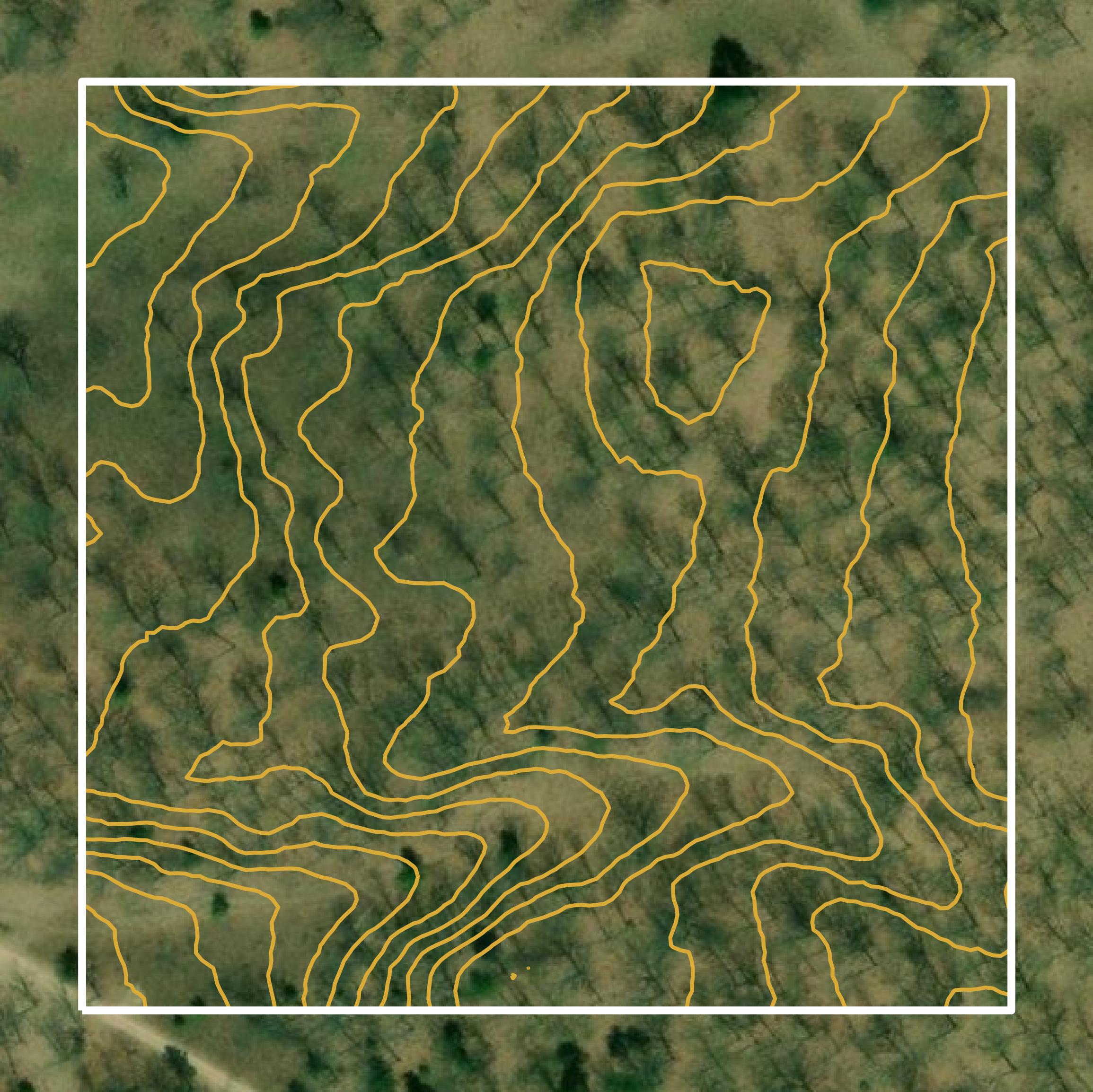 This image shows a contour map in Montmorency County created using GIS data in Equator.
