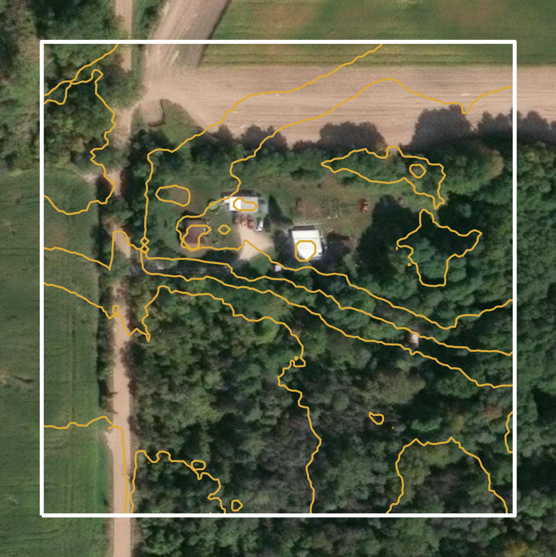 This image shows a contour map in Newaygo County created using GIS data in Equator.
