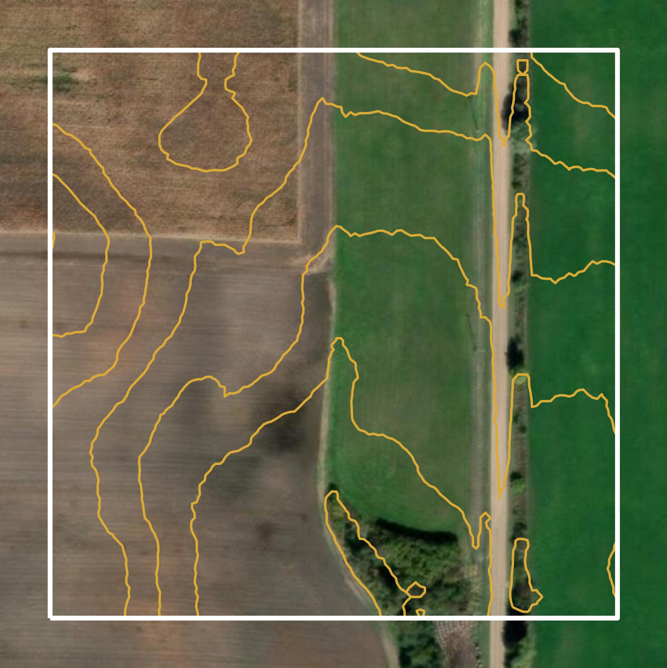 This image shows a contour map in Oceana County created using GIS data in Equator.